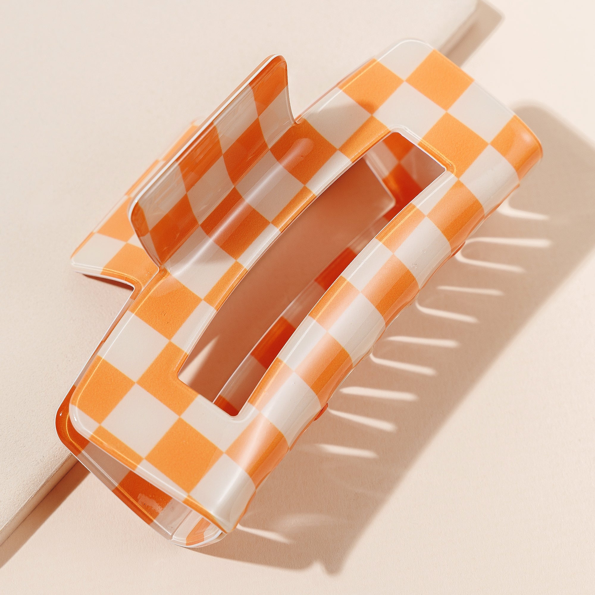 Modern Checkered Rectangle Hair Claw