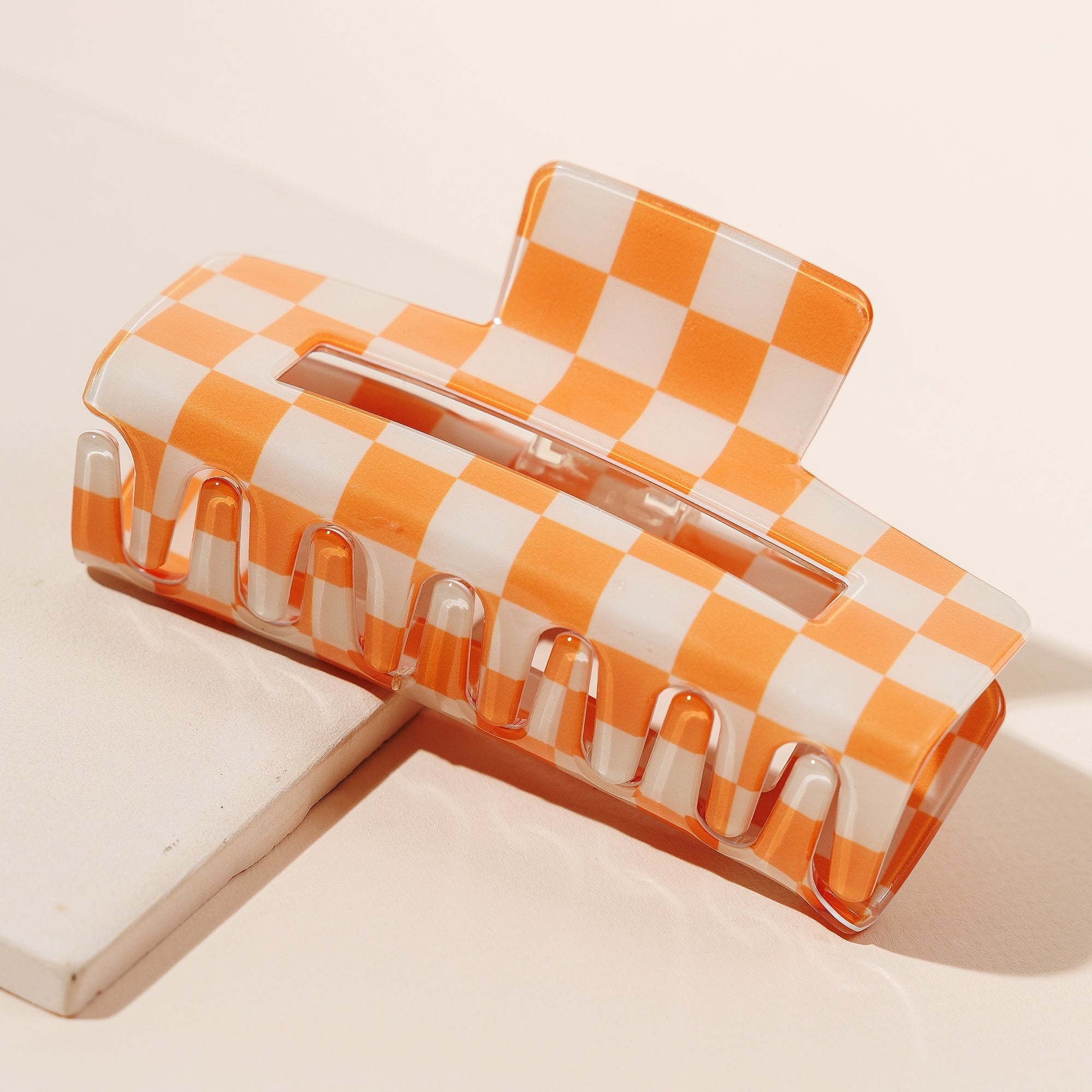 Modern Checkered Rectangle Hair Claw
