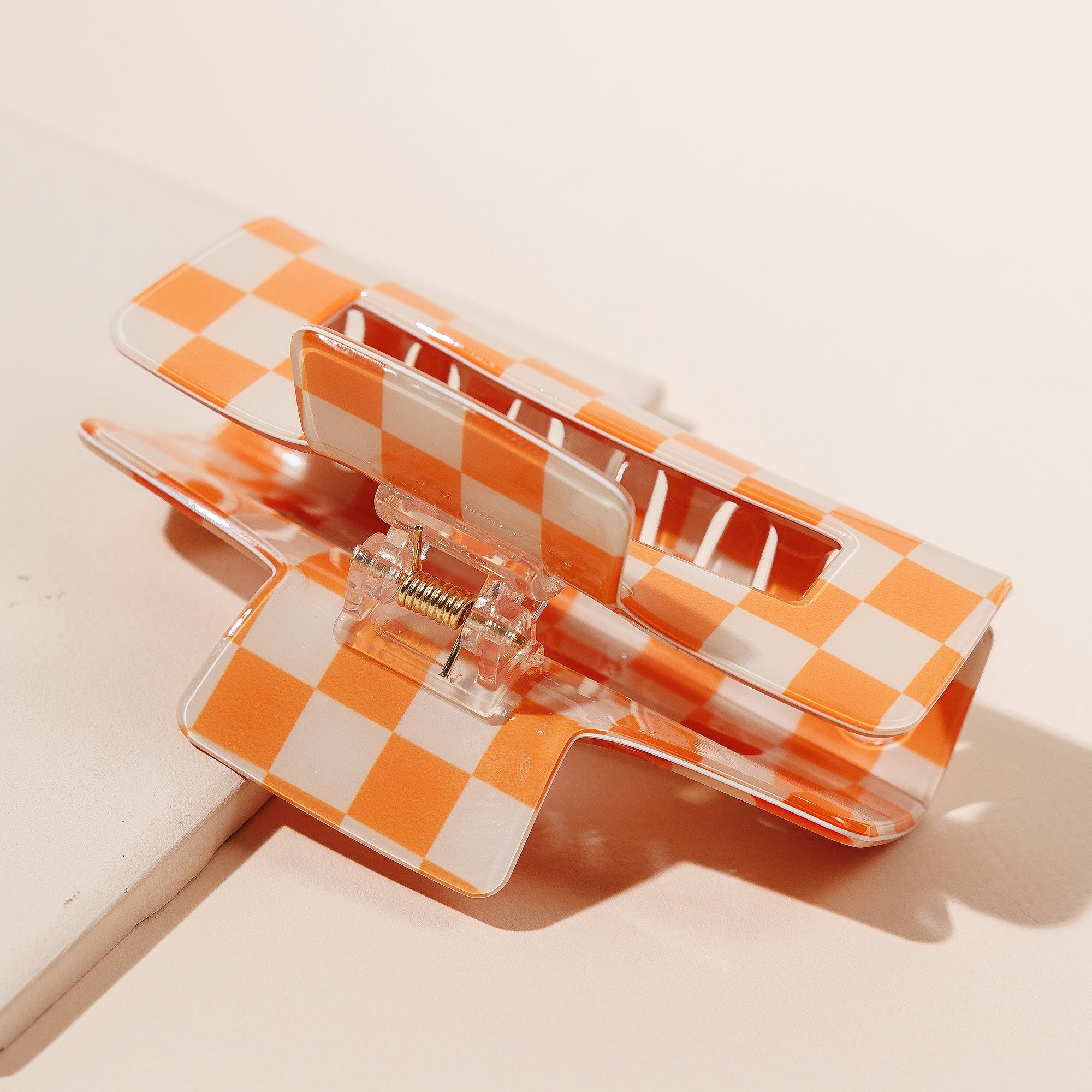 Modern Checkered Rectangle Hair Claw