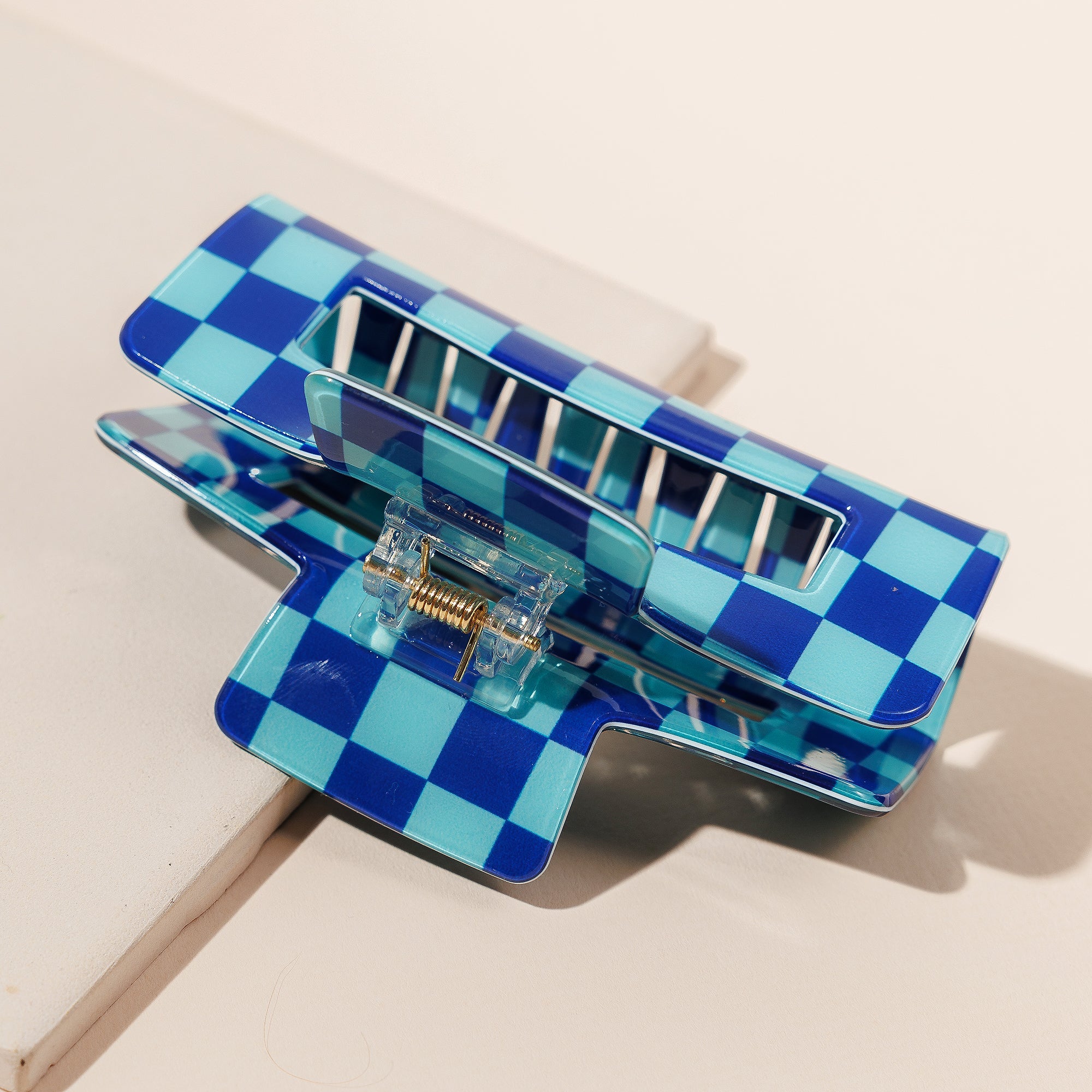 Modern Checkered Rectangle Hair Claw