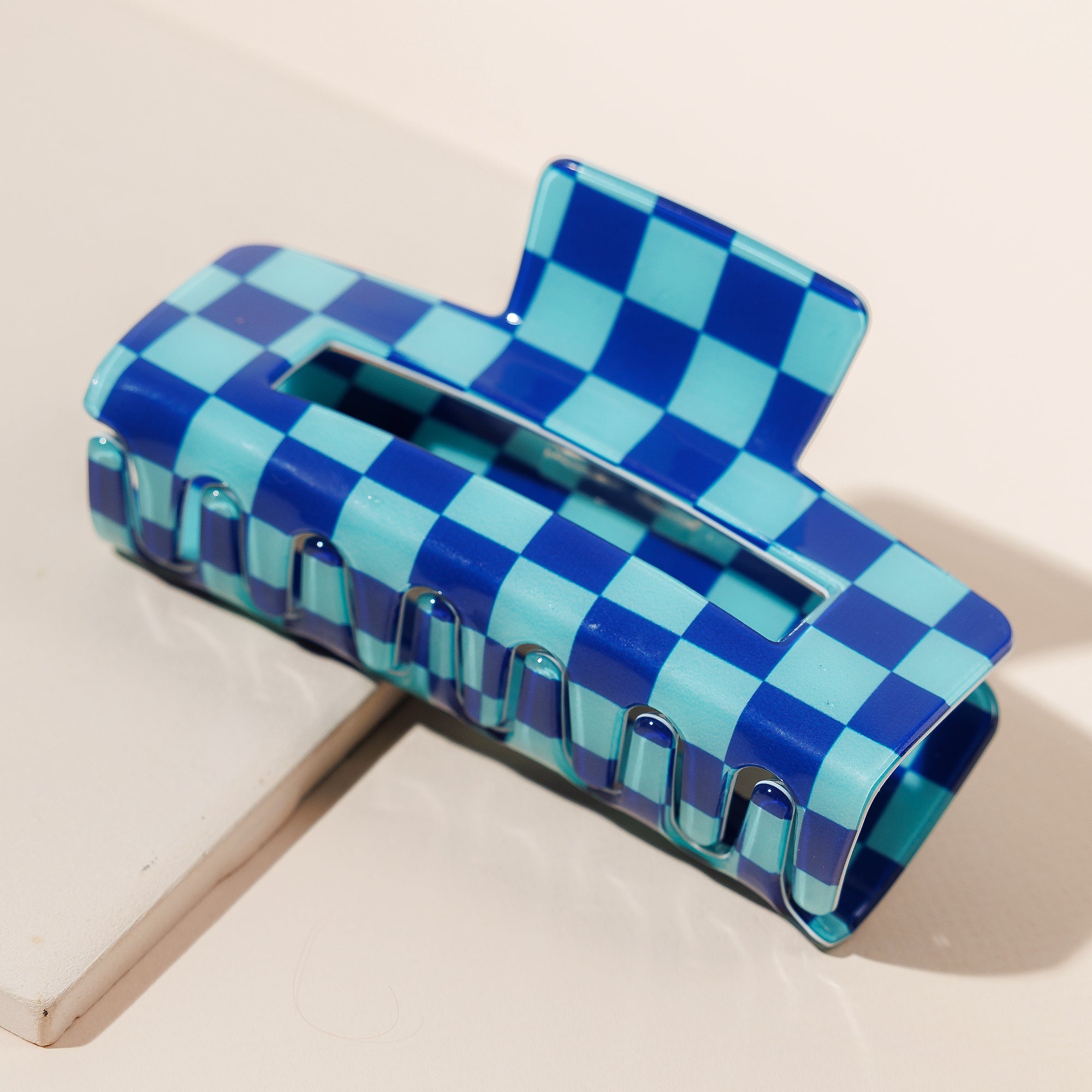 Modern Checkered Rectangle Hair Claw