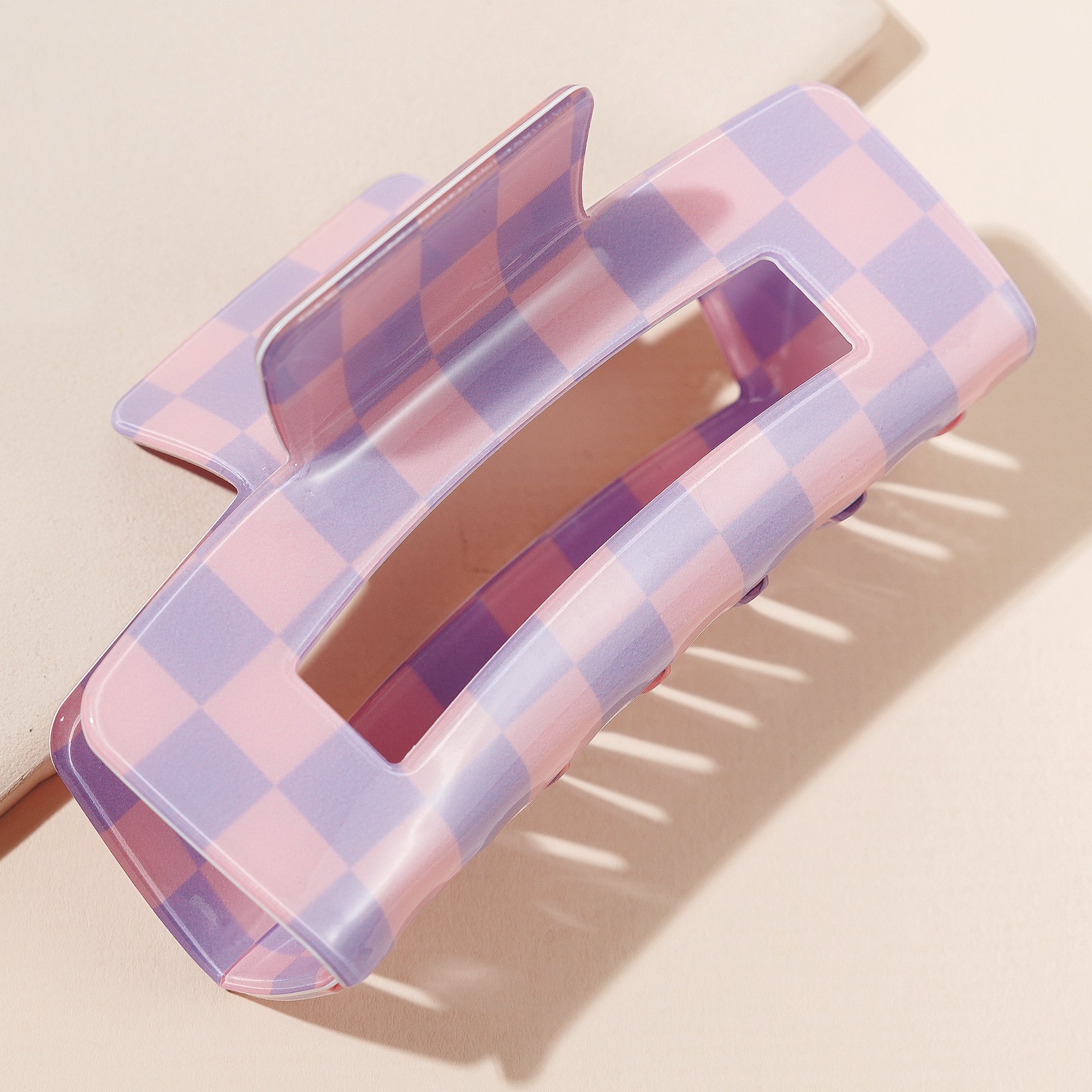 Modern Checkered Rectangle Hair Claw