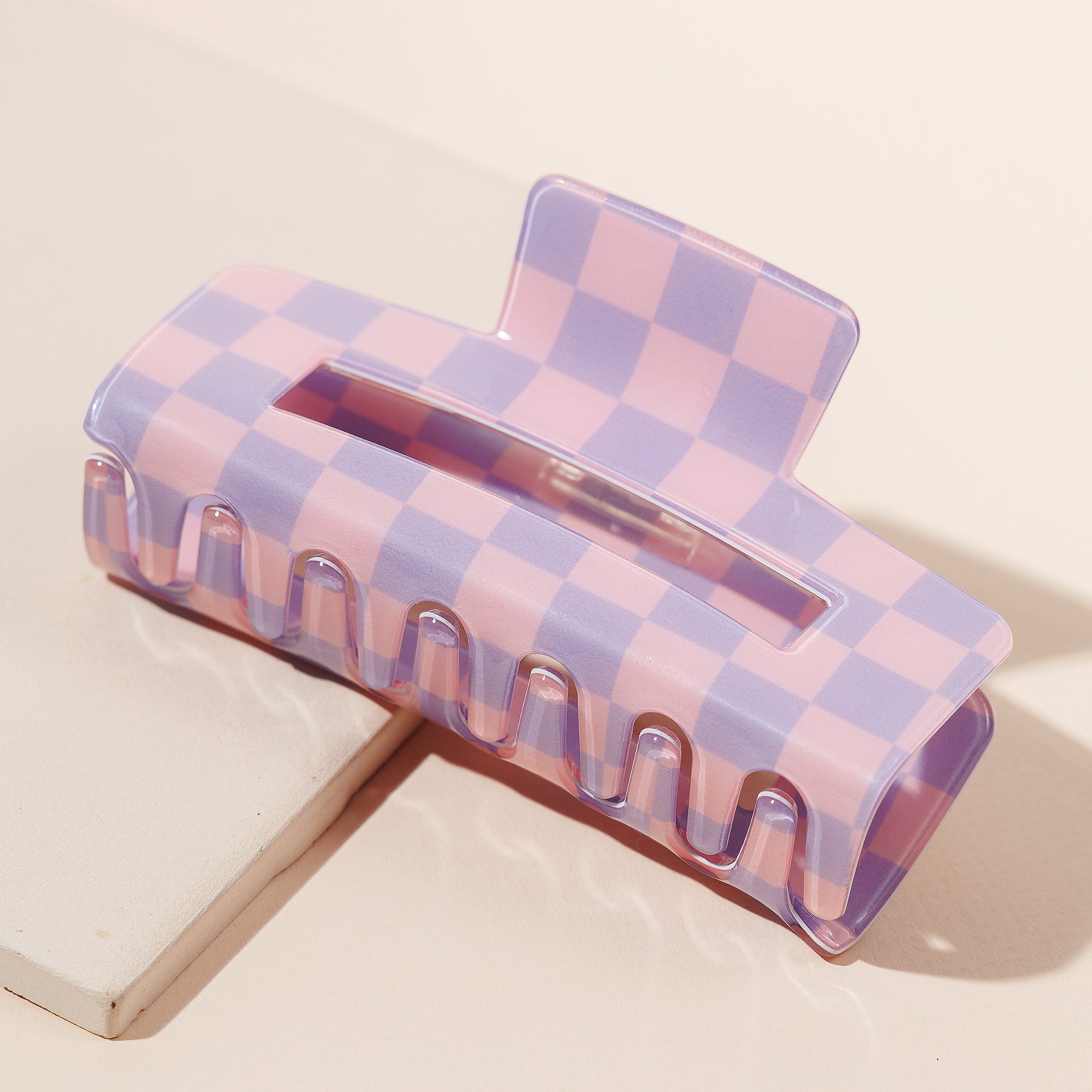 Modern Checkered Rectangle Hair Claw