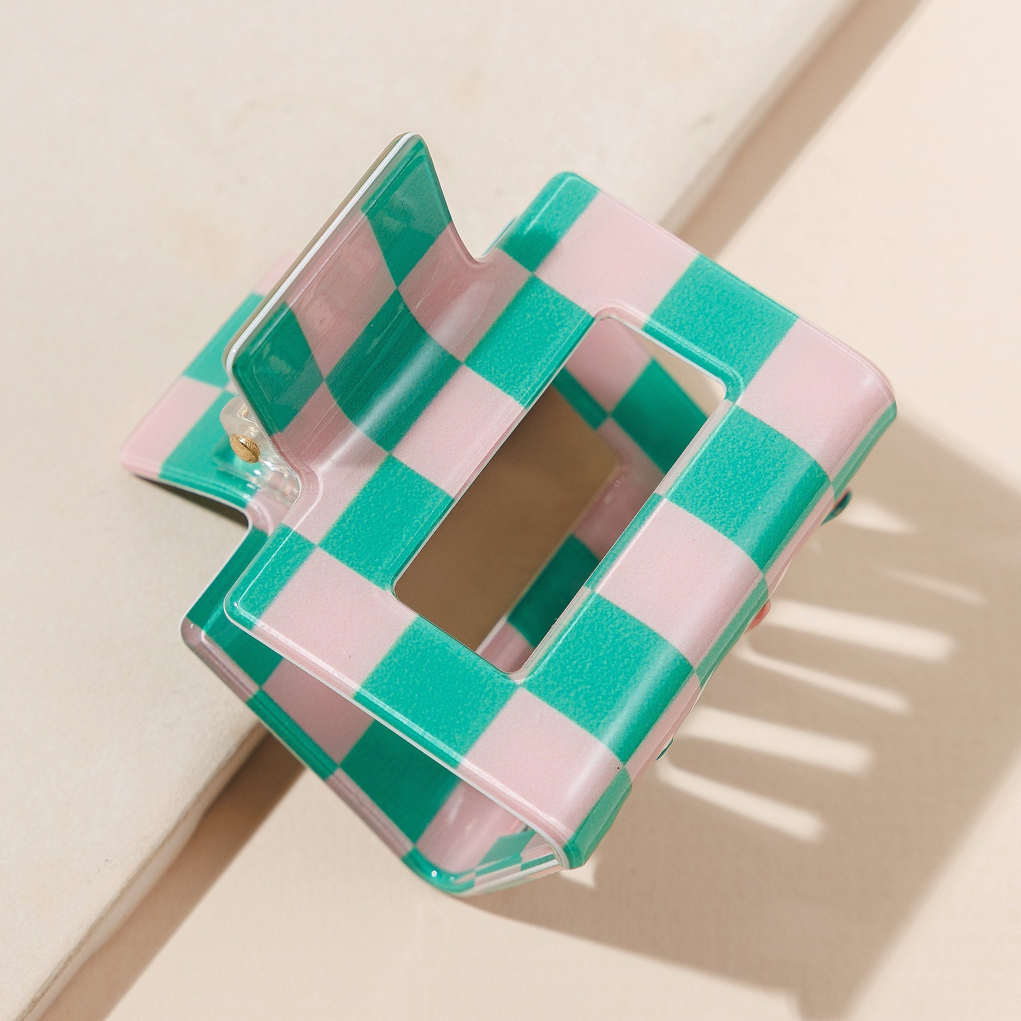 Trendy Checkered Square Hair Claw