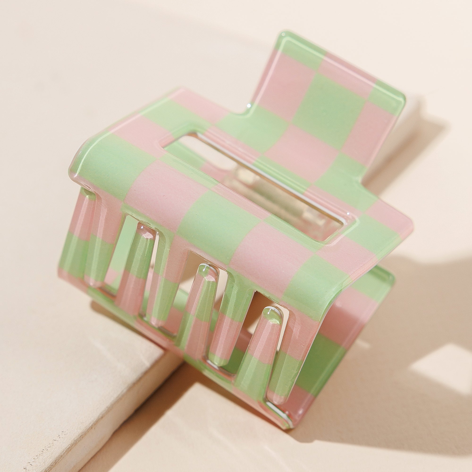 Trendy Checkered Square Hair Claw