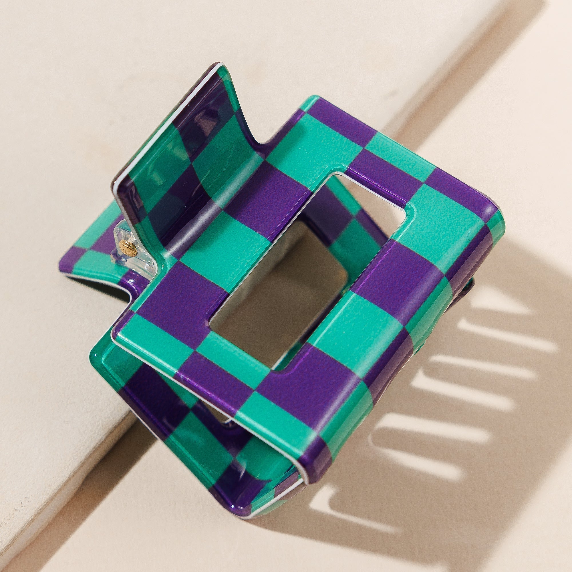 Trendy Checkered Square Hair Claw
