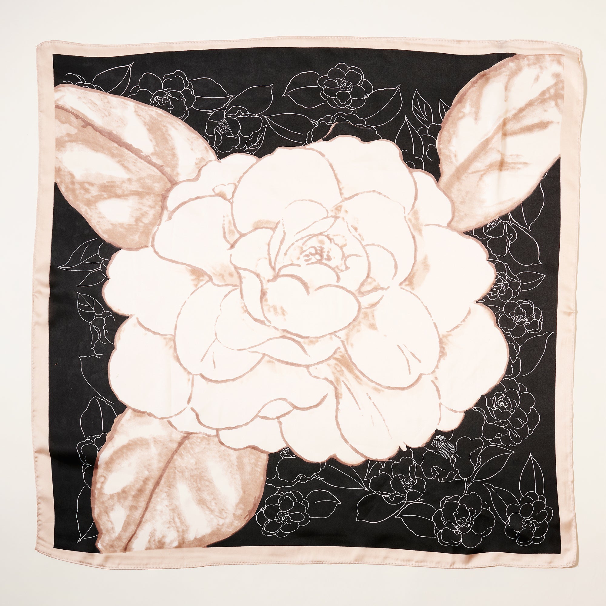 Vintage Flower Print Square Scarf