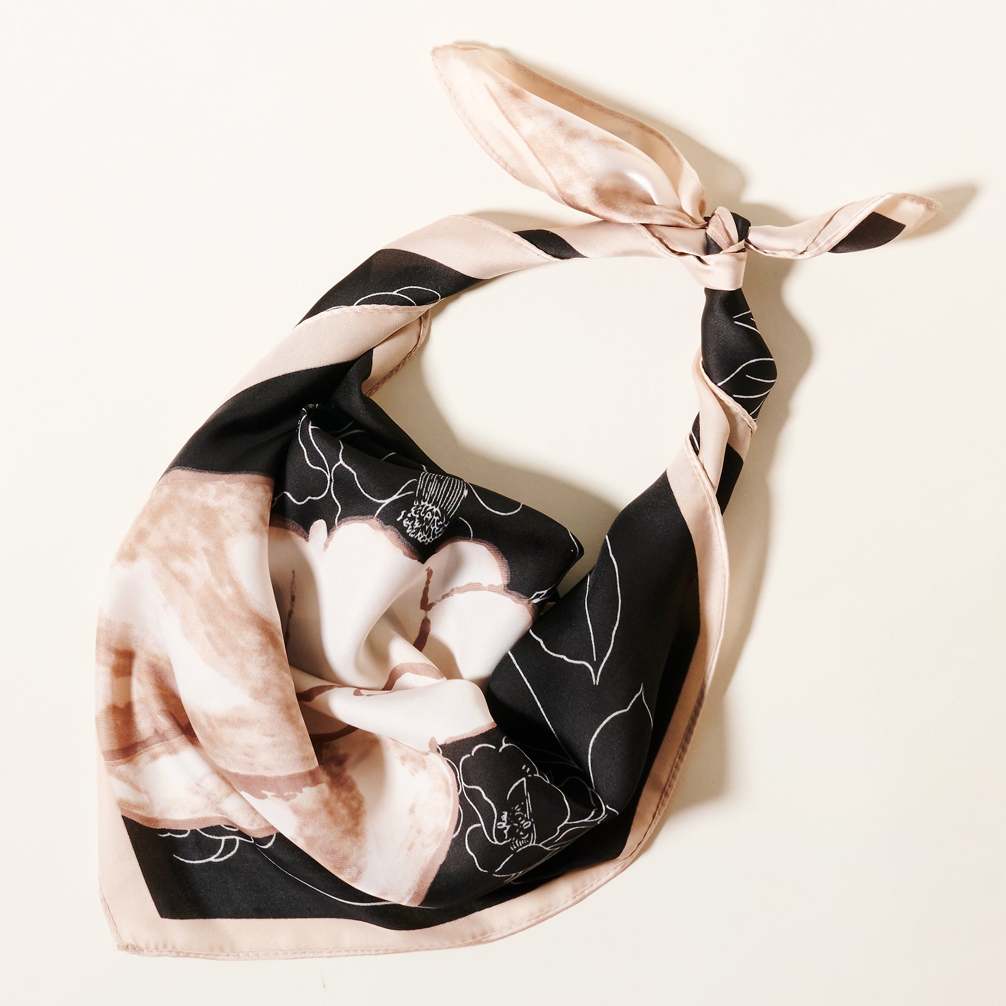 Vintage Flower Print Square Scarf