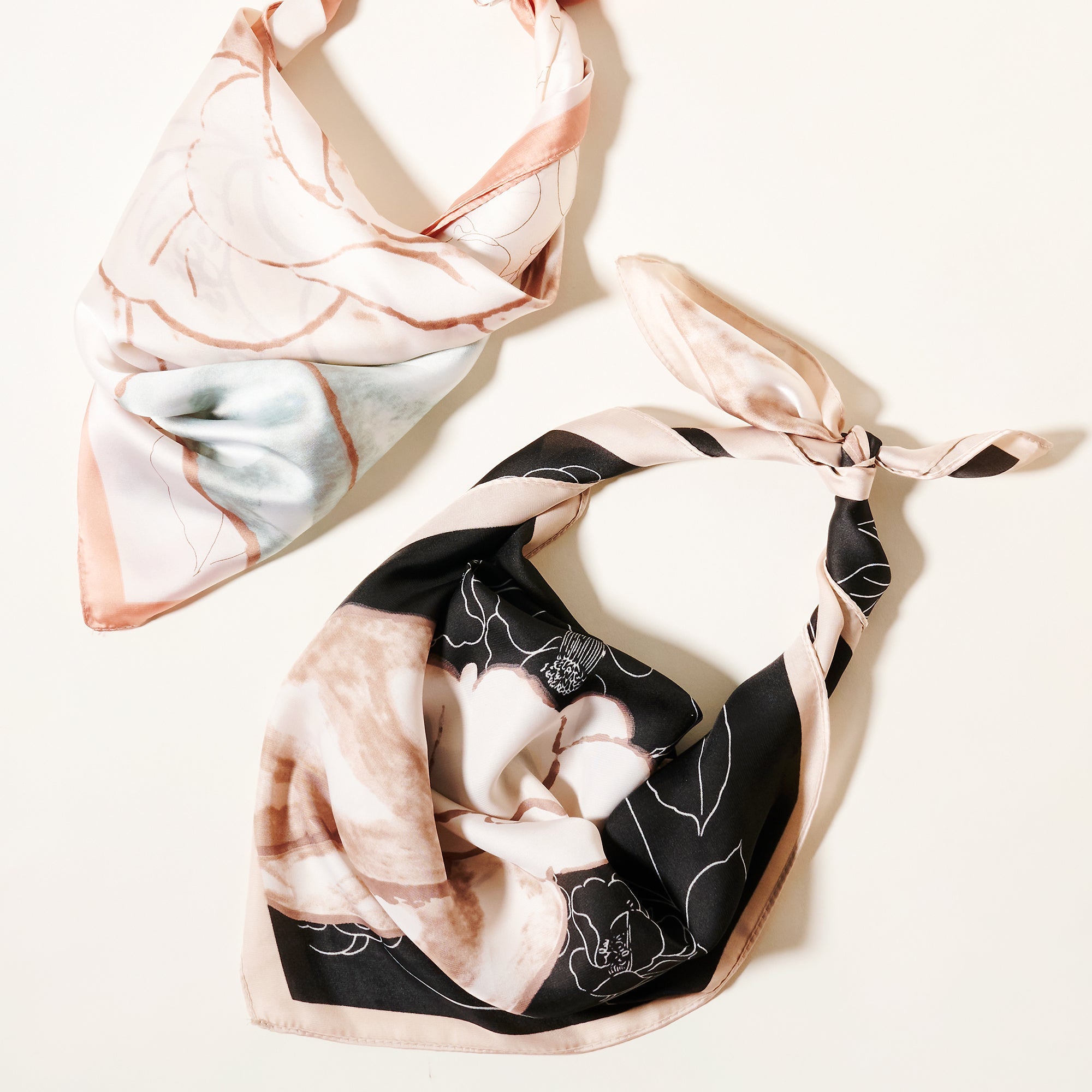 Vintage Flower Print Square Scarf