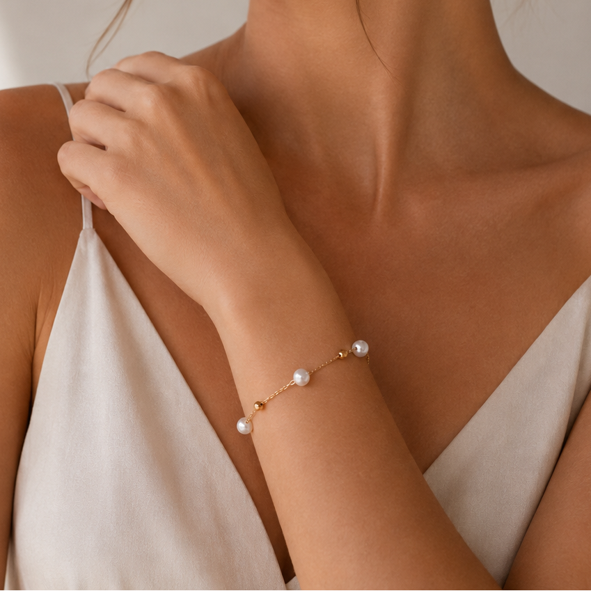 Freshwater Pearl Orbit Bolo Bracelet | Pearl Jewelry