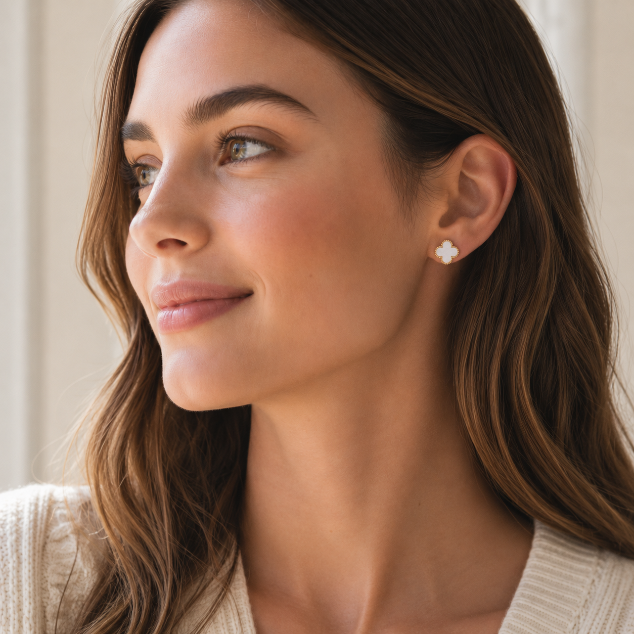 Stainless Steel Clover Stud Earrings | Waterproof Jewelry