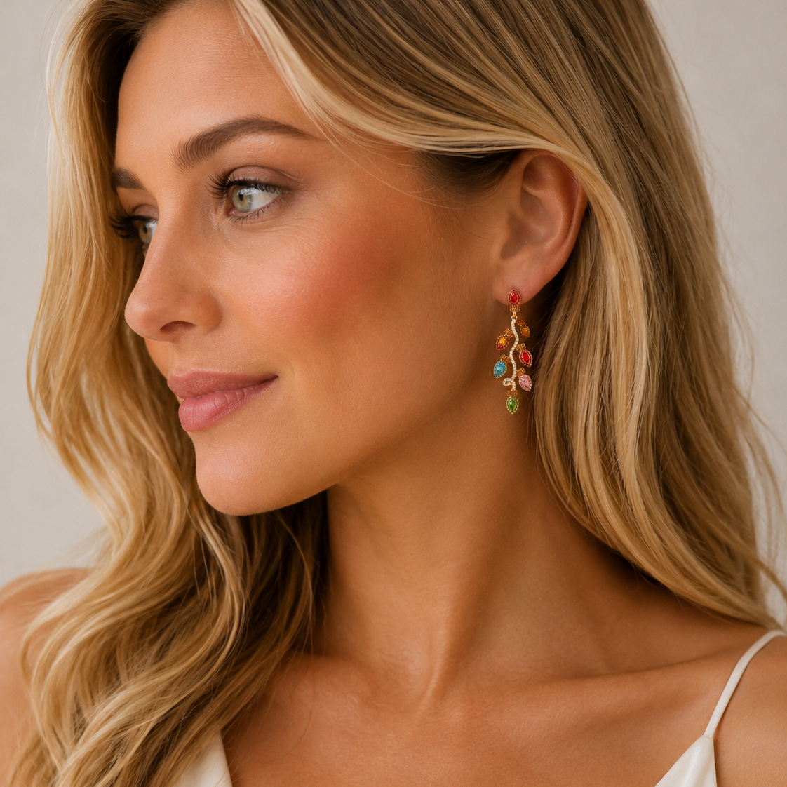 Rhinestone Christmas Light Drop Earrings
