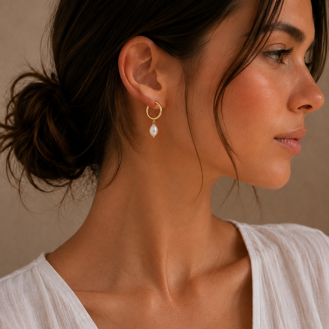 Pearl Drop Hoop Earrings | Pearl Jewelryc