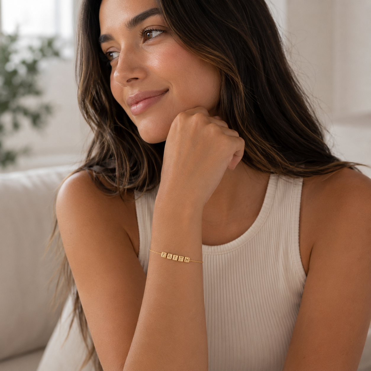 Gold Dipped FAITH Letter Bracelet | Christian Jewelry