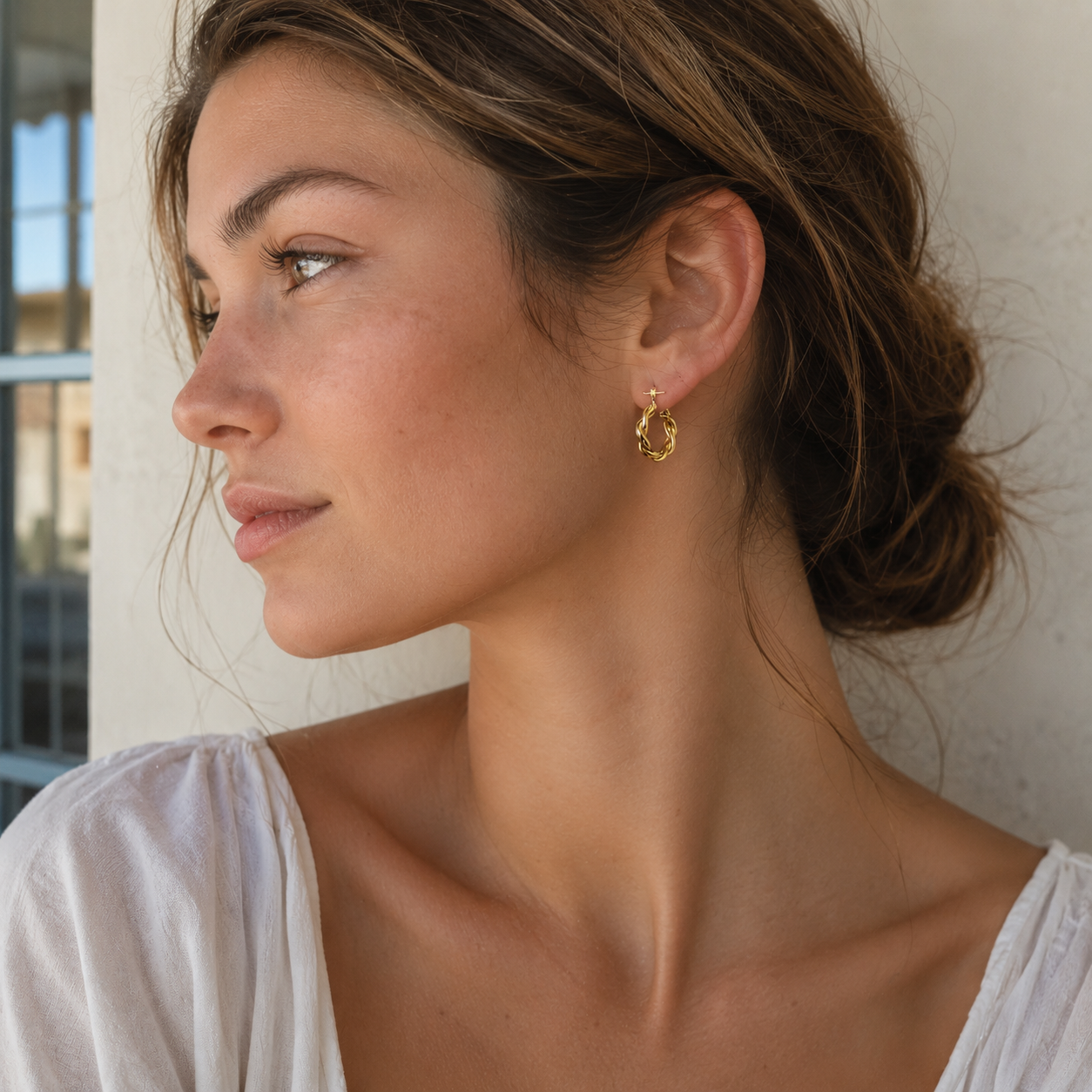 Gold Filled Braided Hoop Earrings | Chunky Twist Design