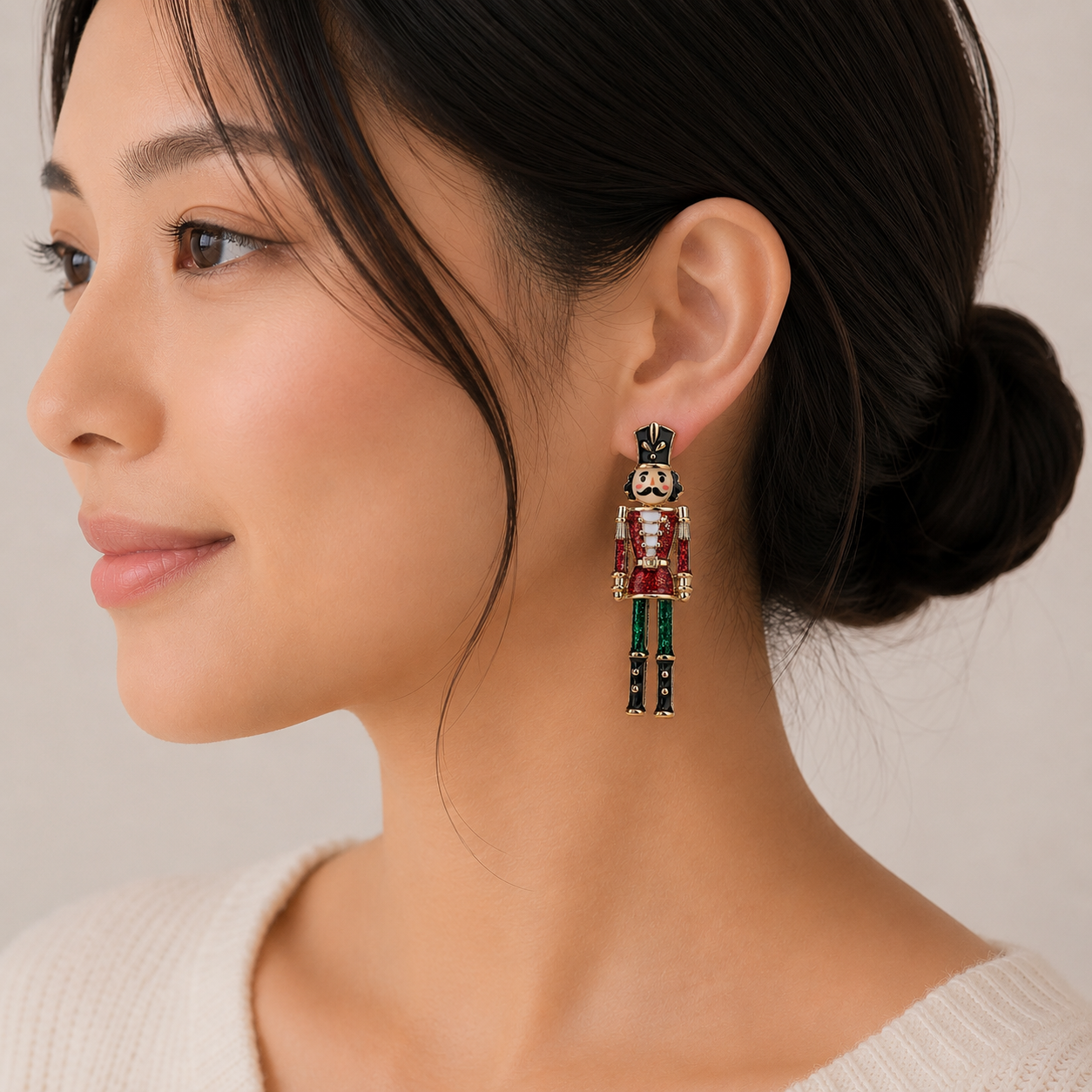 Elegant Nutcracker Drop Earrings | Holiday Soldier Charm