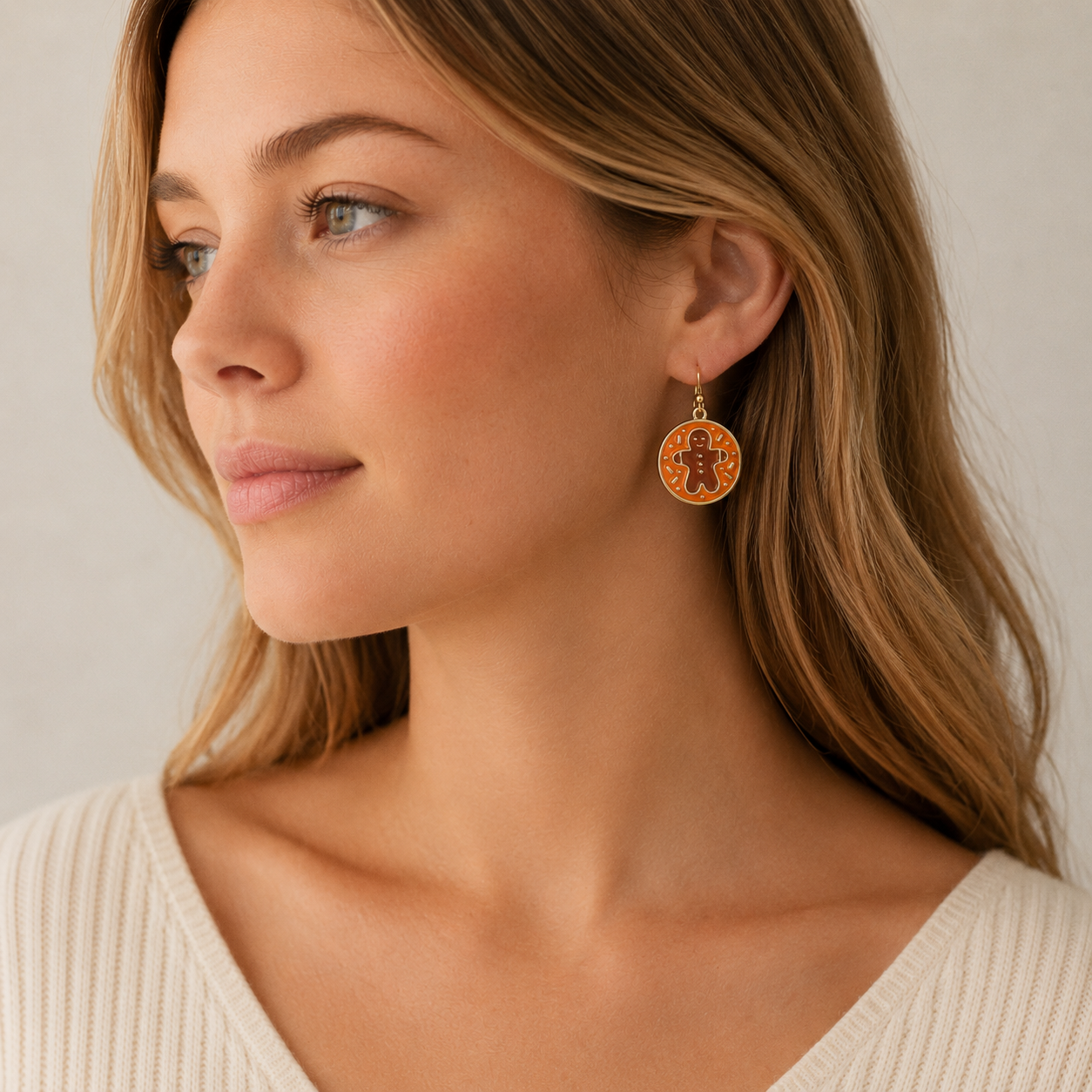 Gingerbread Cookie Donut Earrings | Holiday Christmas Dangle Earrings