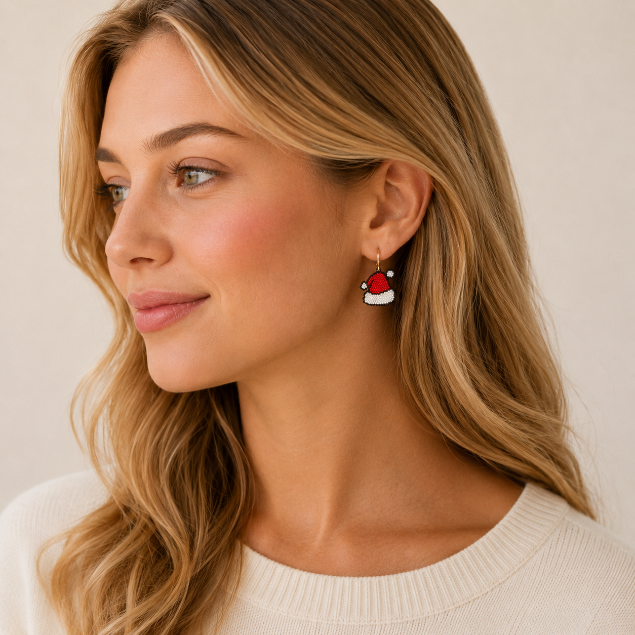 Seed Beaded Santa Hat Earrings | Festive Holiday Statement Earrings