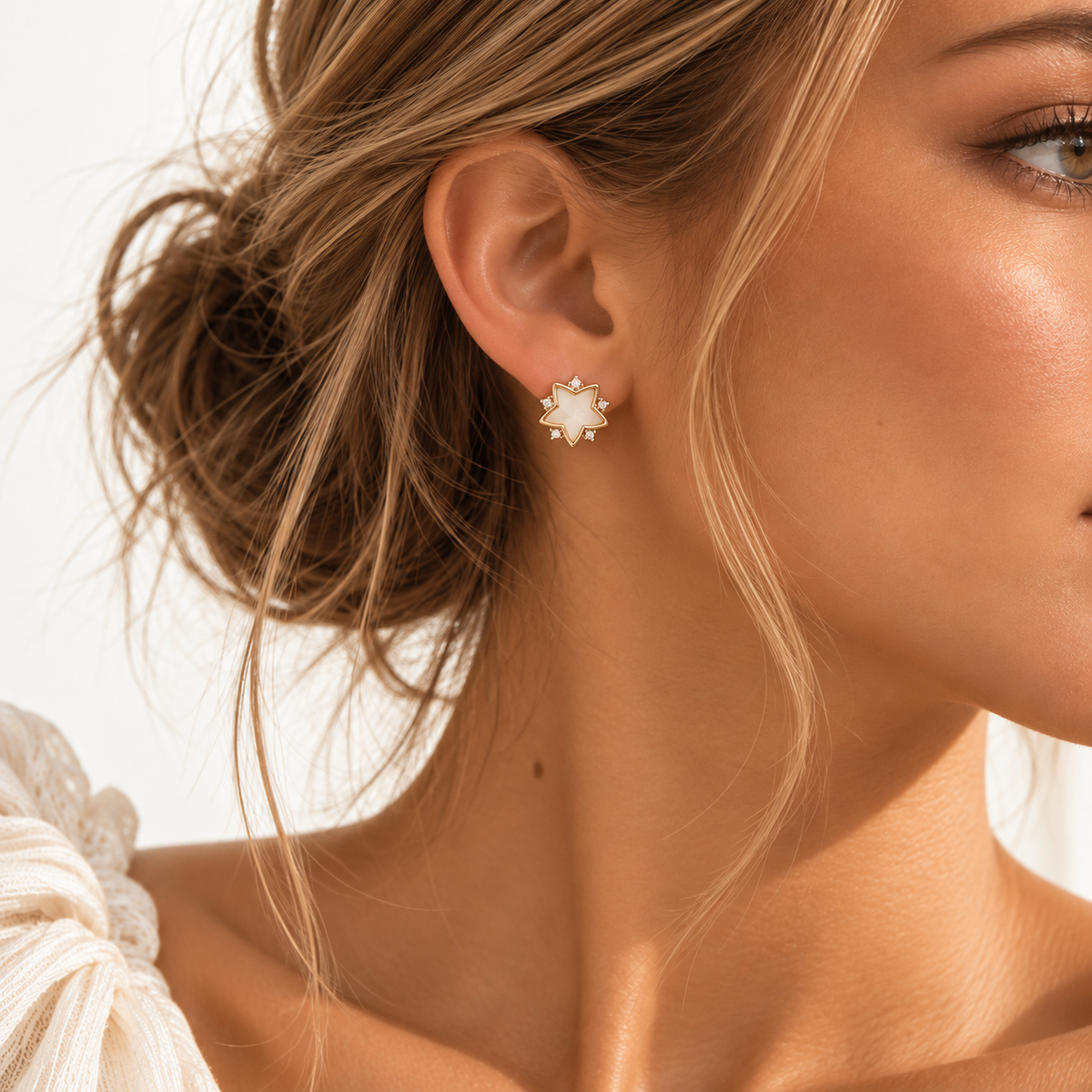 Gold CZ Open Star Stud Earrings | Everyday Earrings