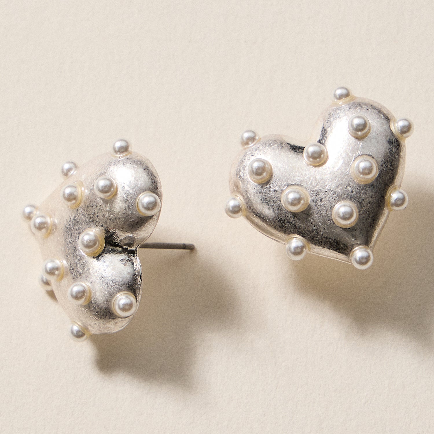 Pearl Studded Heart Earrings – Cute Valentine’s Day Statement Studs