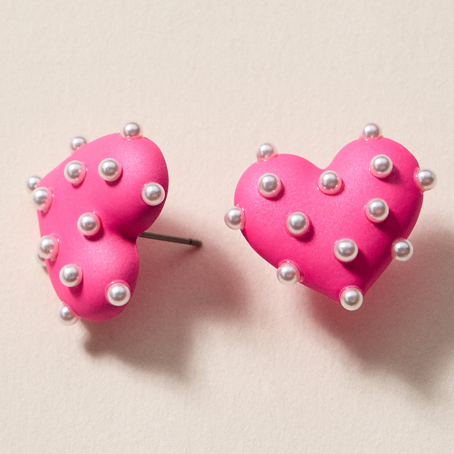 Pearl Studded Heart Earrings – Cute Valentine’s Day Statement Studs