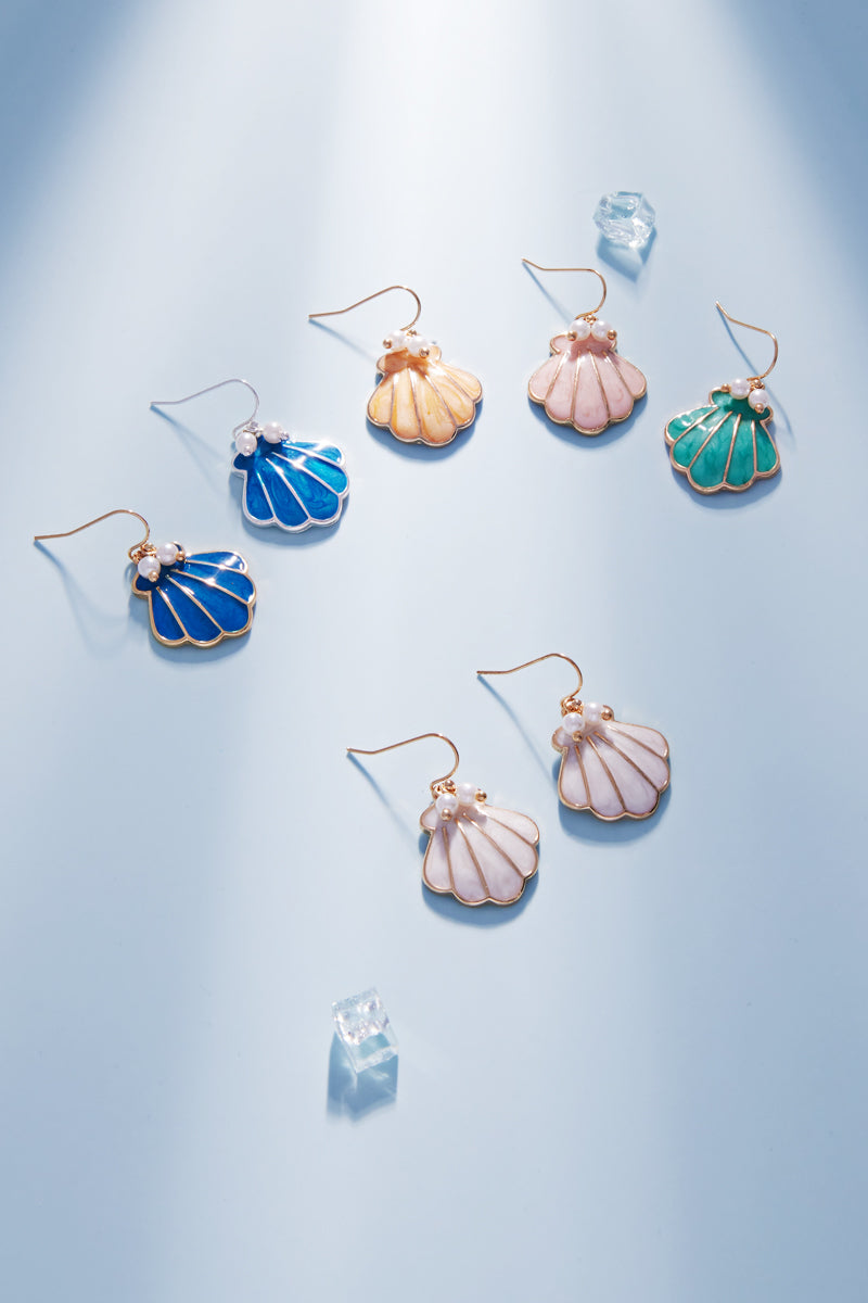 Seashell Drop Earrings with Pearl Detail – Ocean-Inspired Dangle Jewelry