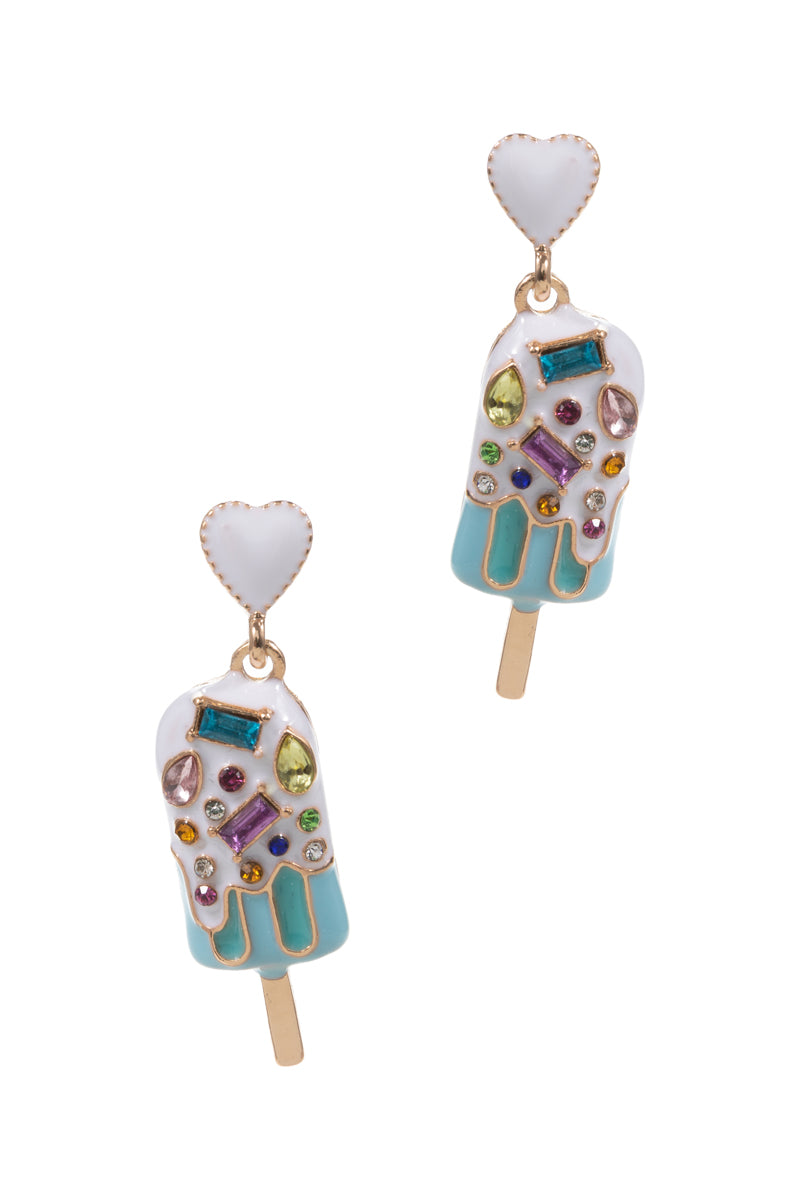 Rhinestone Popsicle Drop Earrings – Sweet Summer Ice Cream Jewelry