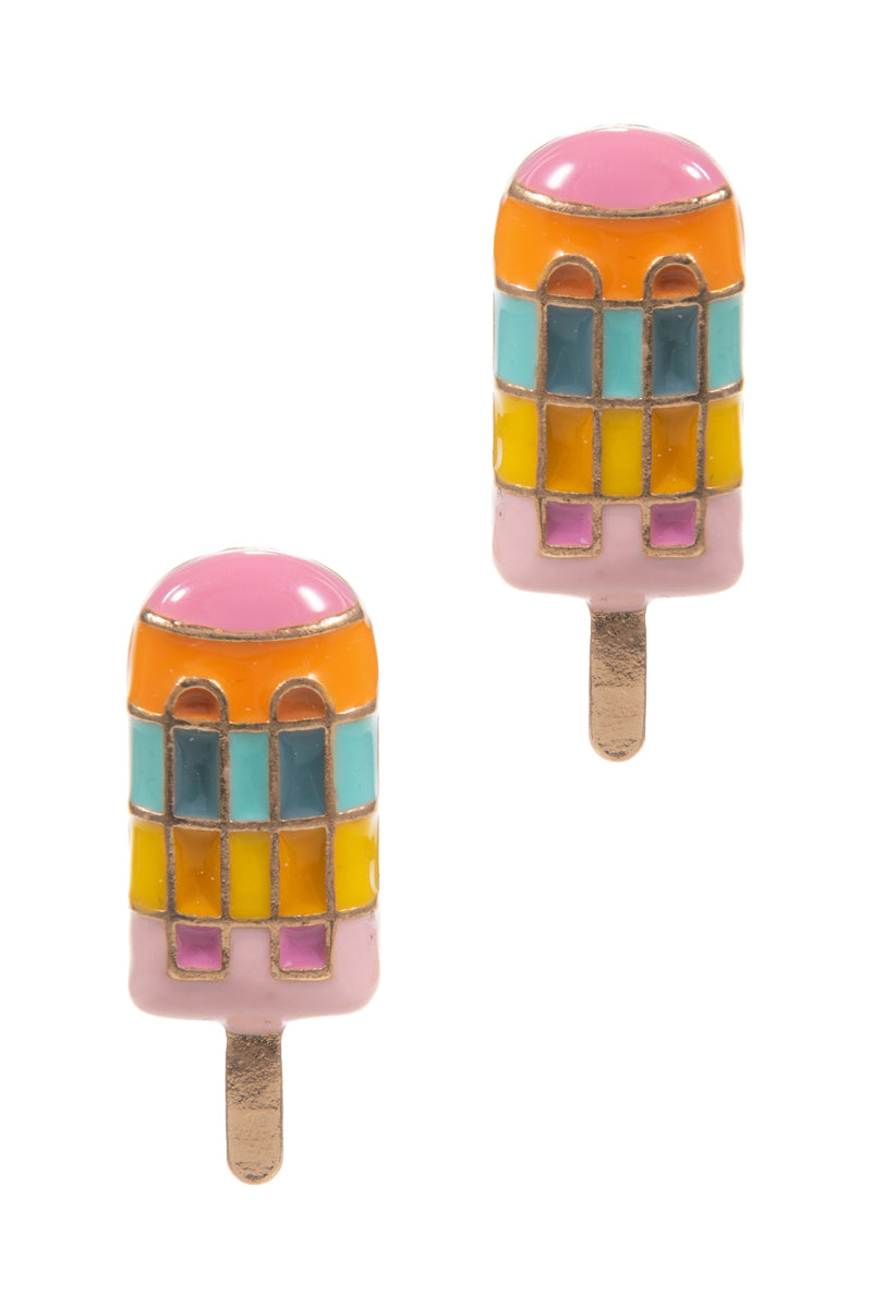 Color Block Popsicle Stud Earrings – Summer Enamel Ice Cream Jewelry