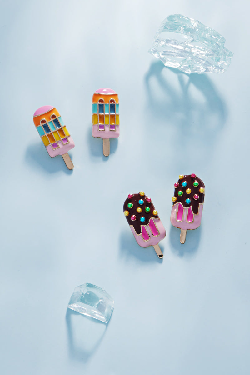 Color Block Popsicle Stud Earrings – Summer Enamel Ice Cream Jewelry