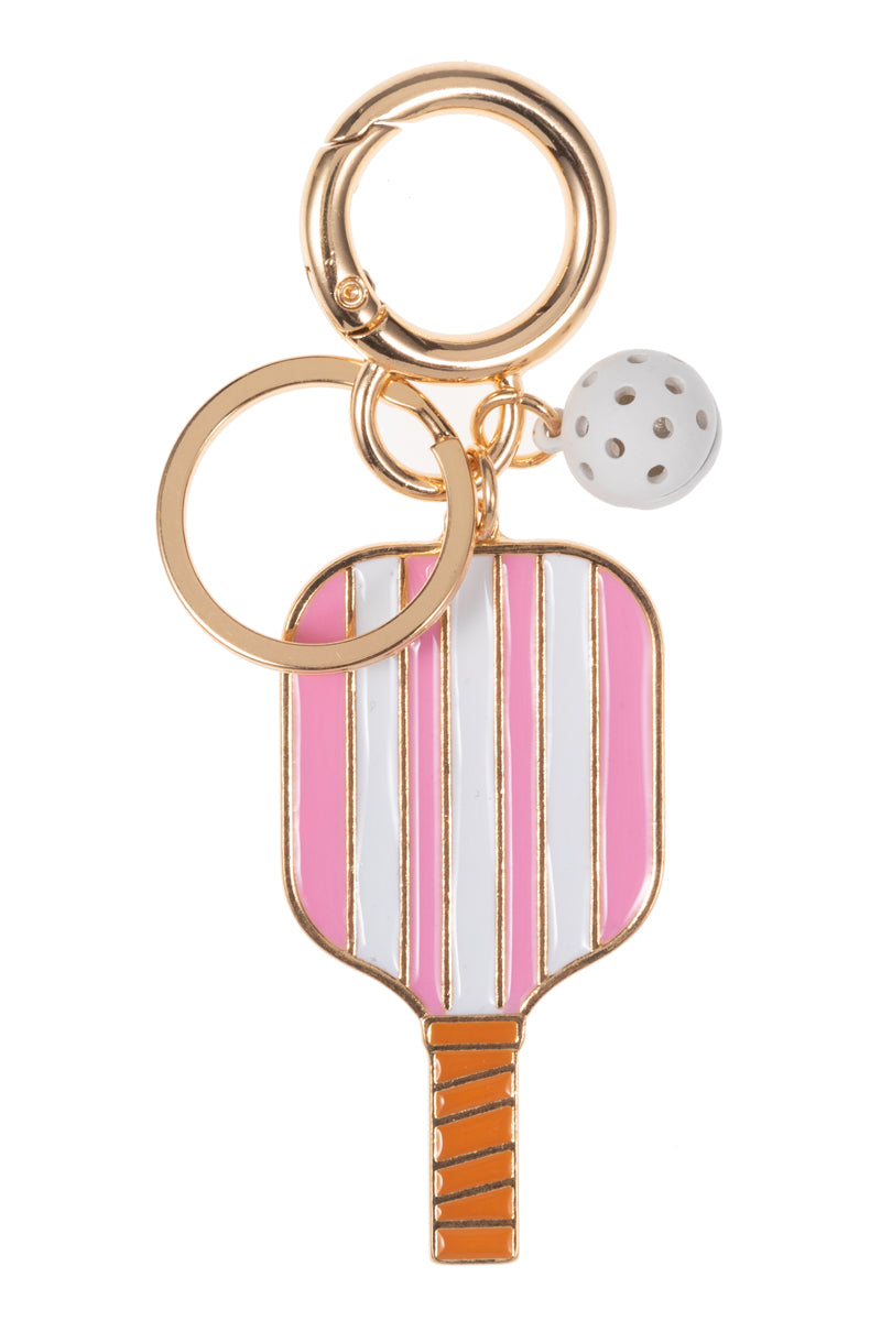 Pickleball Paddle Keychain with Ball Charm – Cute Enamel Sports Key Ring