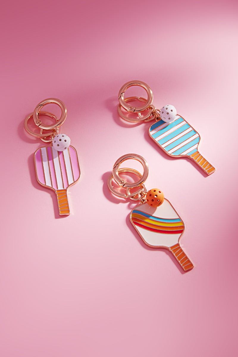 Pickleball Paddle Keychain with Ball Charm – Cute Enamel Sports Key Ring