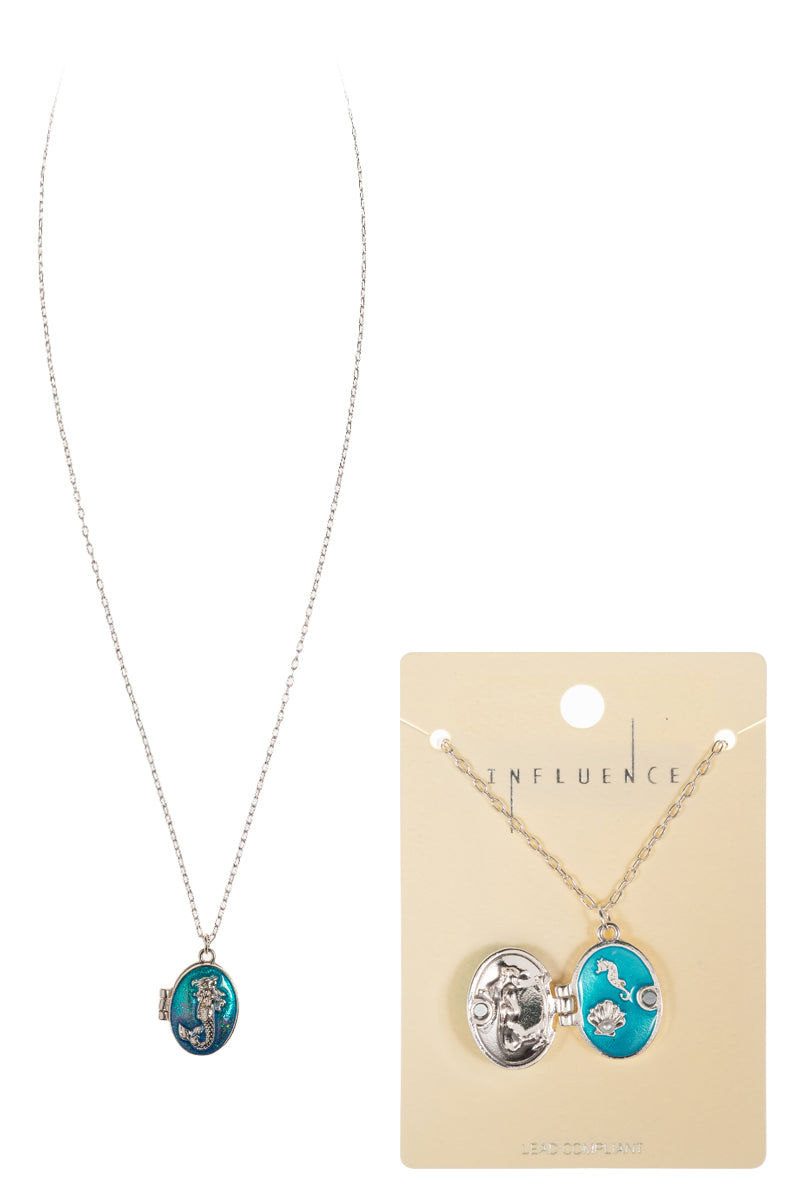 Seahorse Locket Necklace – Ocean-Inspired Silver Pendant with Hidden Charm