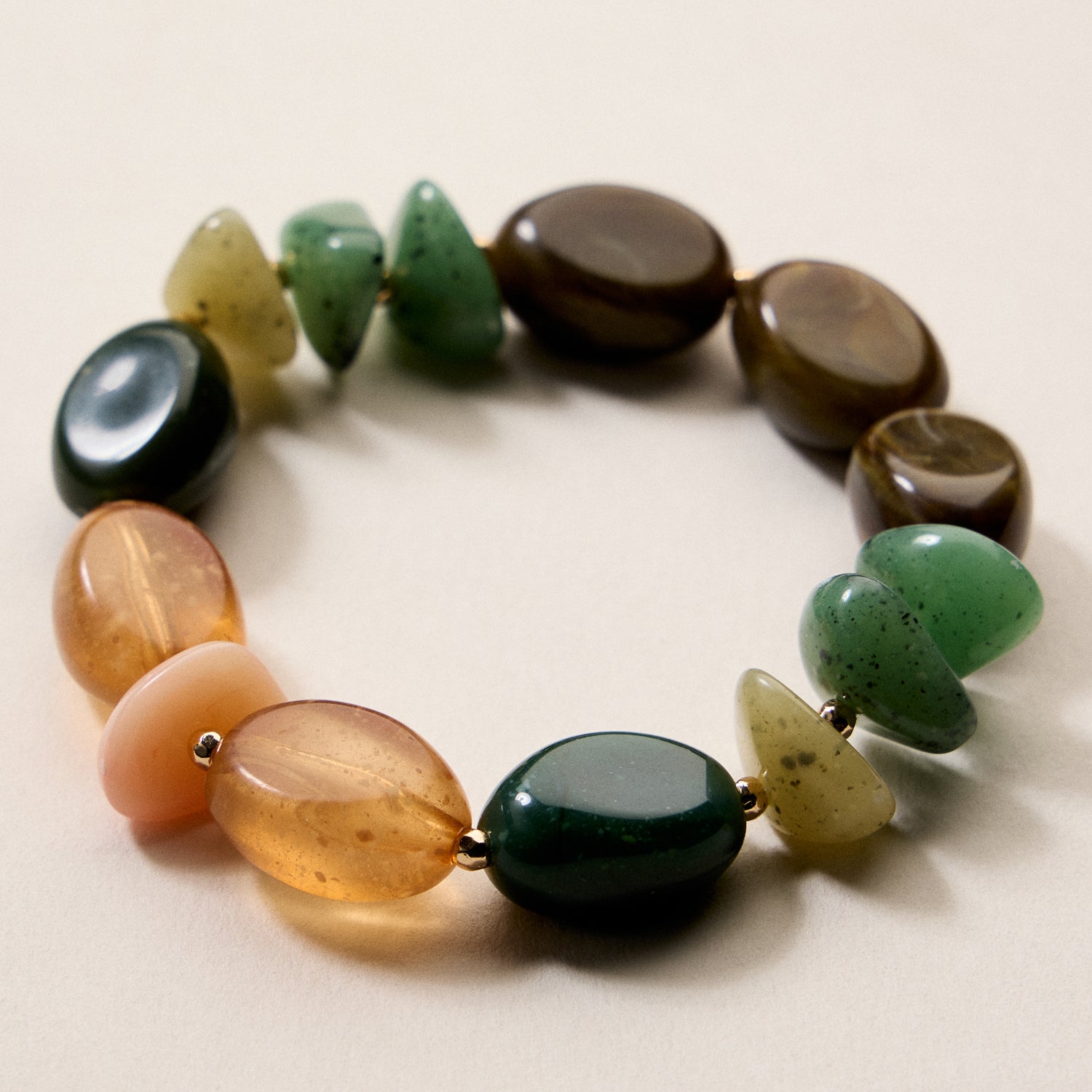 Artisan-Style Organic Resin Bead Stretch Bracelet