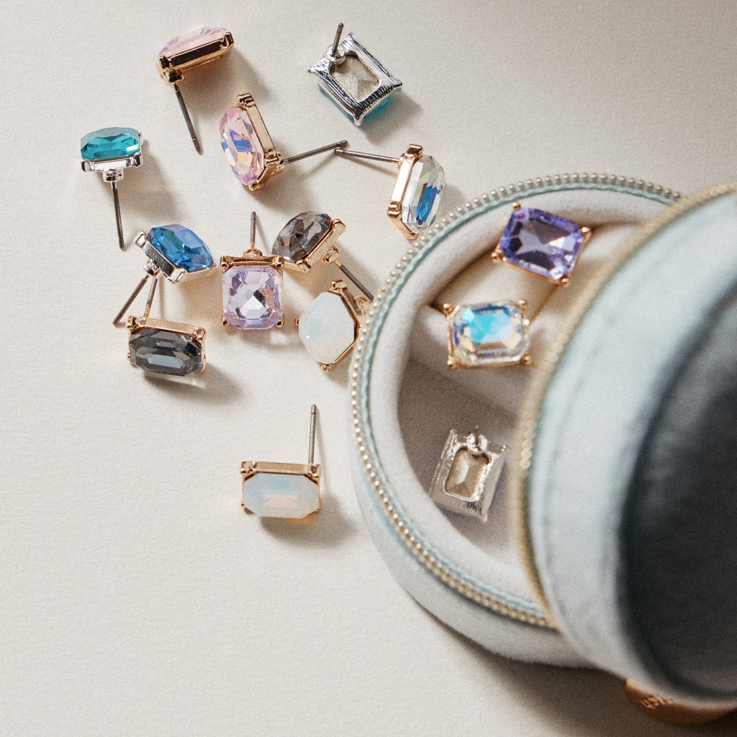 Birthstone Stud Earrings – Emerald-Cut Gemstone Rectangle Post Earrings