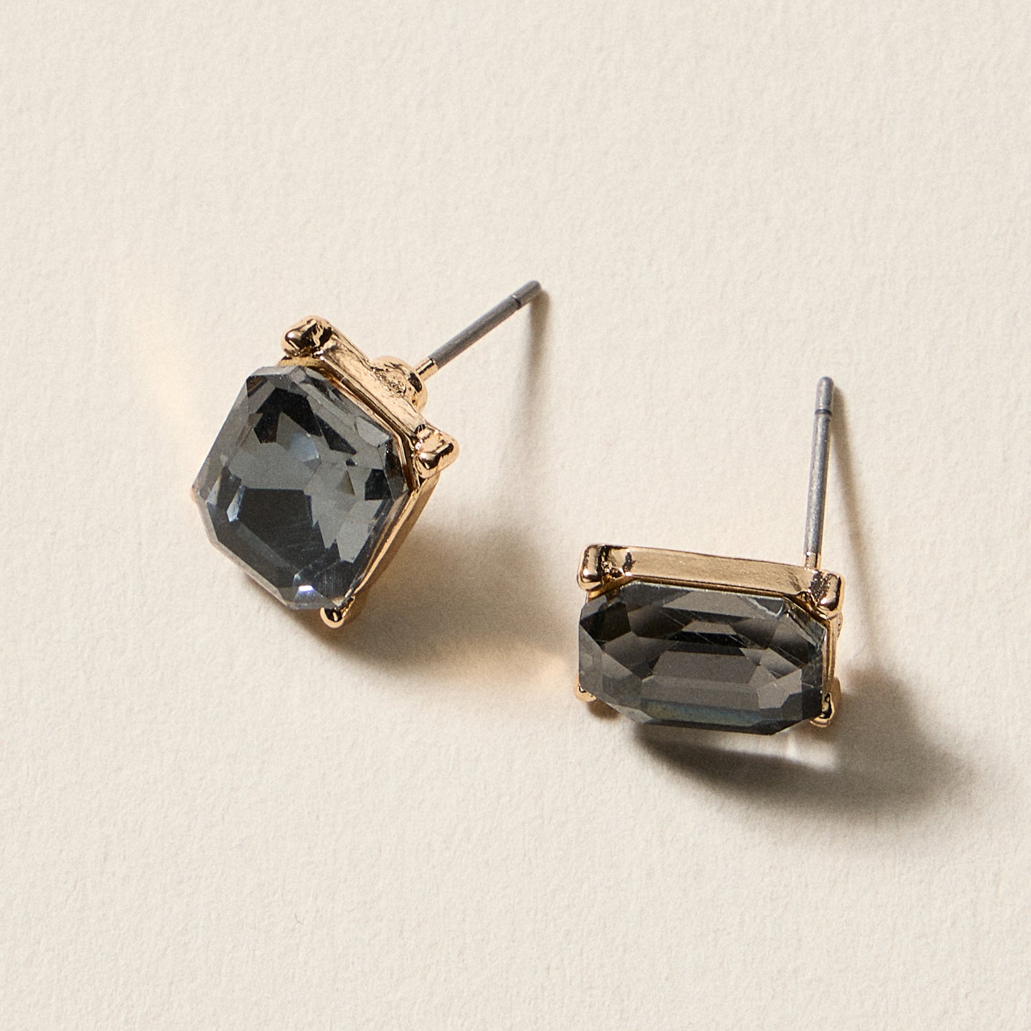 Birthstone Stud Earrings – Emerald-Cut Gemstone Rectangle Post Earrings