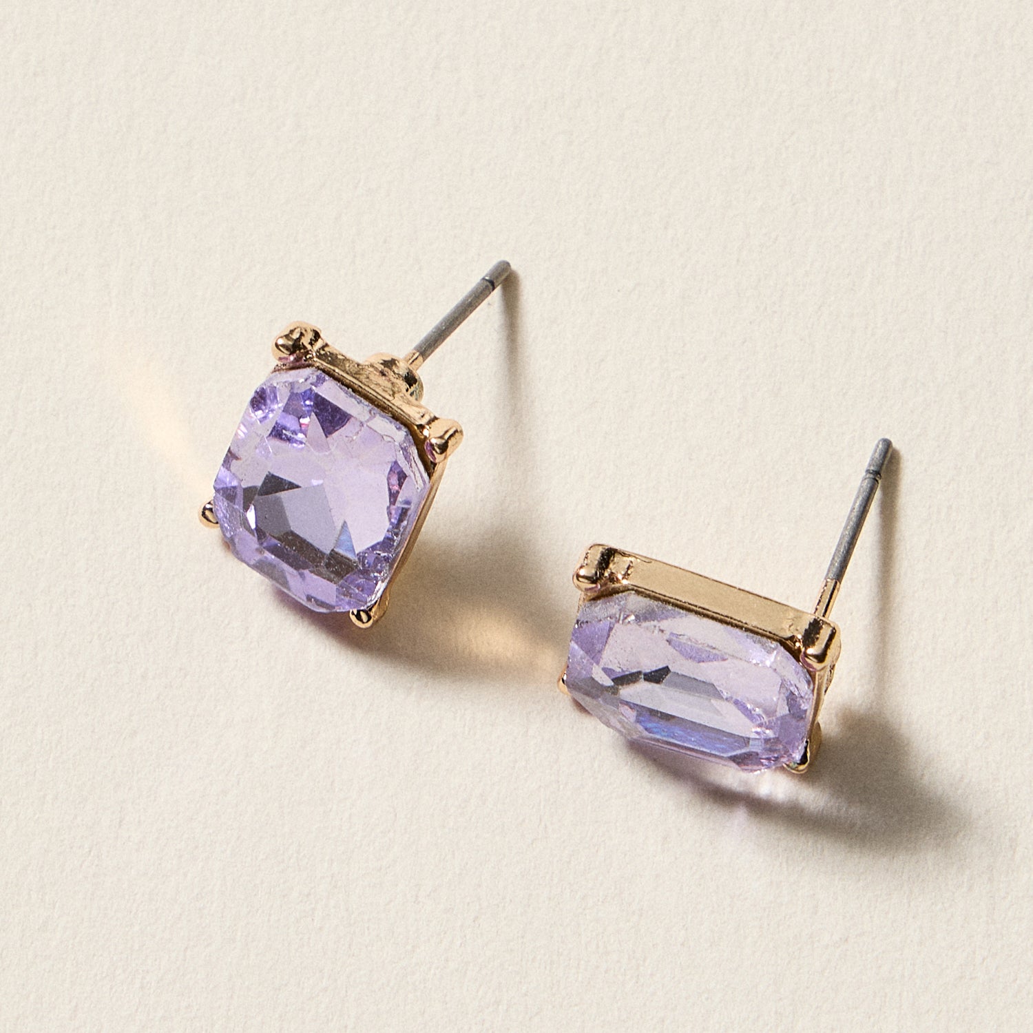 Birthstone Stud Earrings – Emerald-Cut Gemstone Rectangle Post Earrings