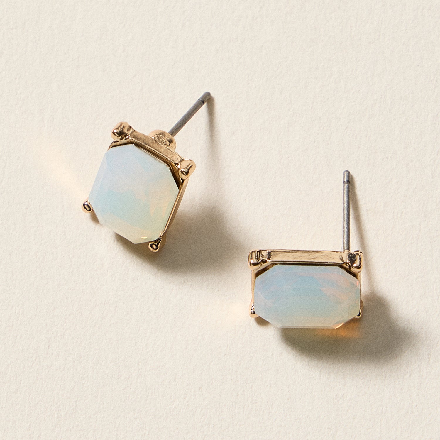 Birthstone Stud Earrings – Emerald-Cut Gemstone Rectangle Post Earrings