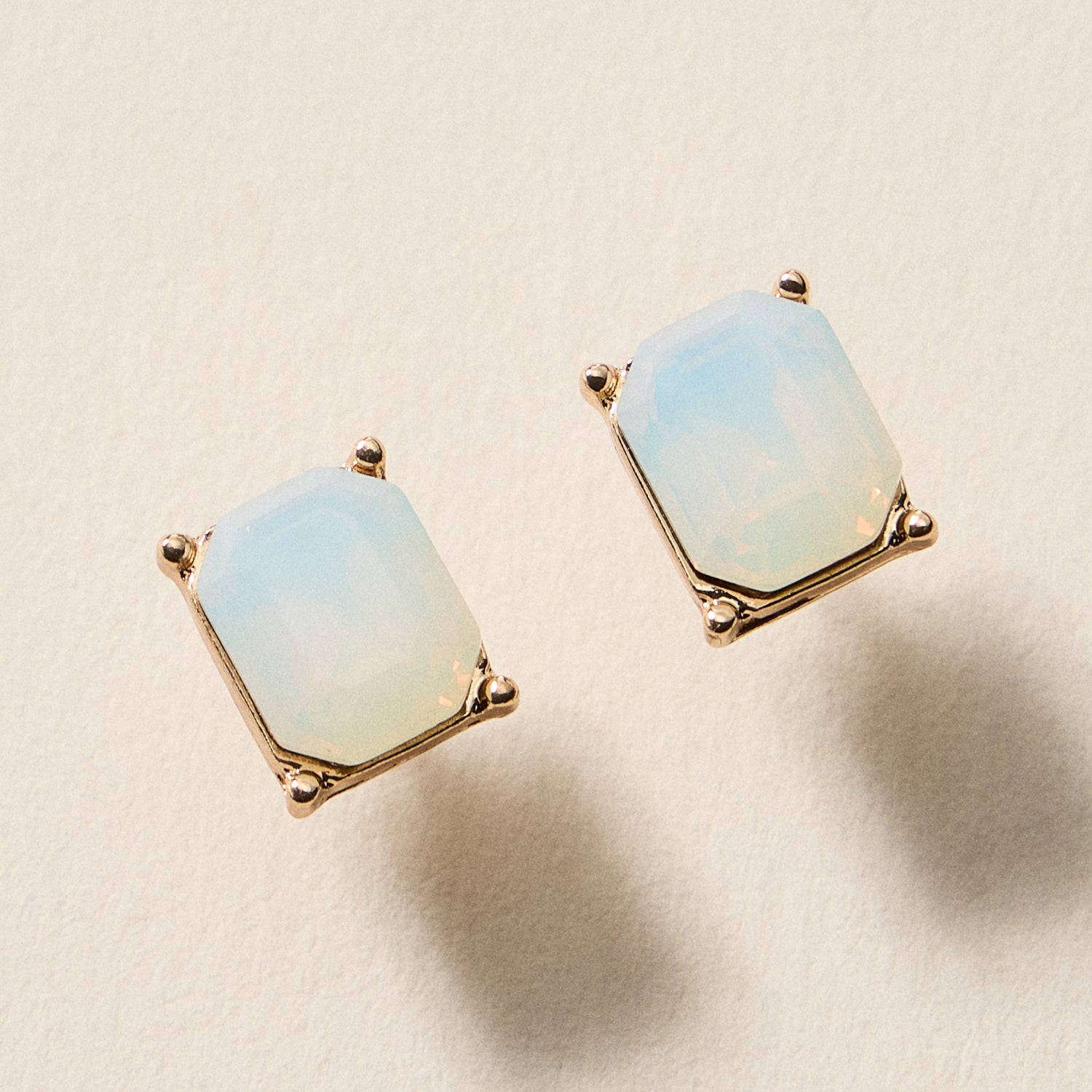 Birthstone Stud Earrings – Emerald-Cut Gemstone Rectangle Post Earrings