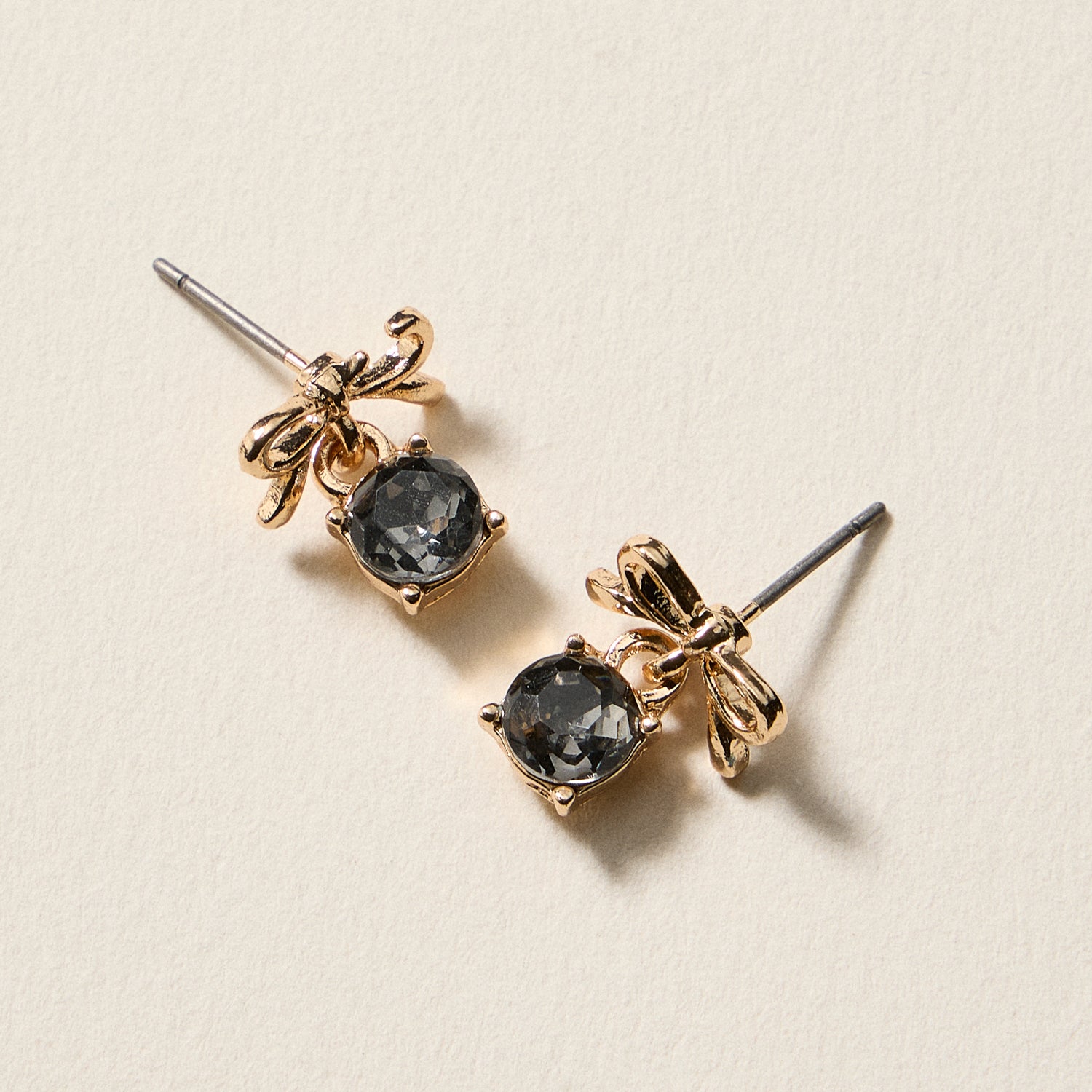 Birthstone Bow Stud Earrings – Dainty Gemstone Post Earrings with Bow Detail