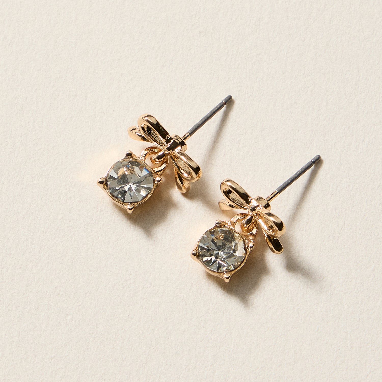 Birthstone Bow Stud Earrings – Dainty Gemstone Post Earrings with Bow Detail