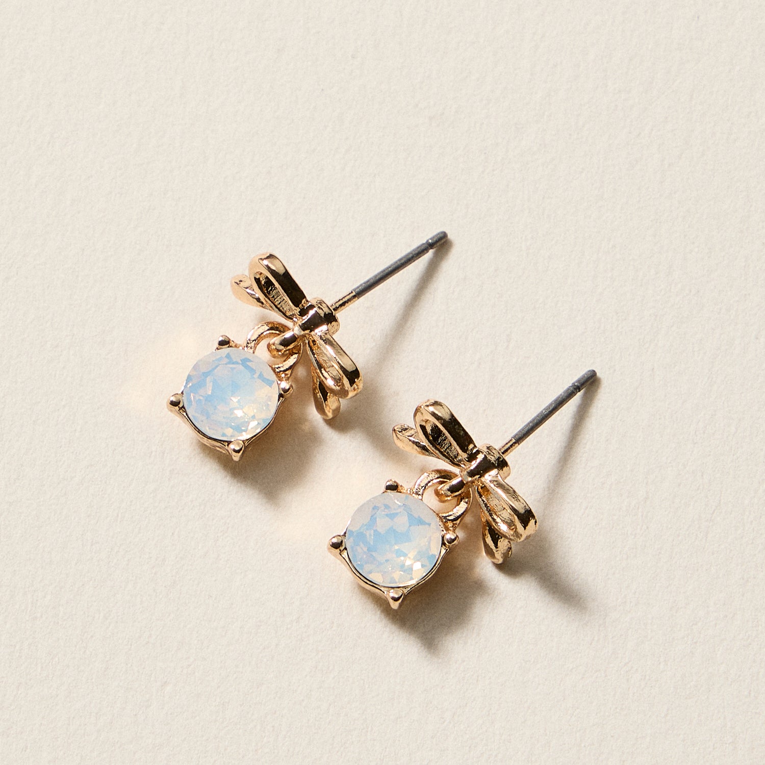 Birthstone Bow Stud Earrings – Dainty Gemstone Post Earrings with Bow Detail