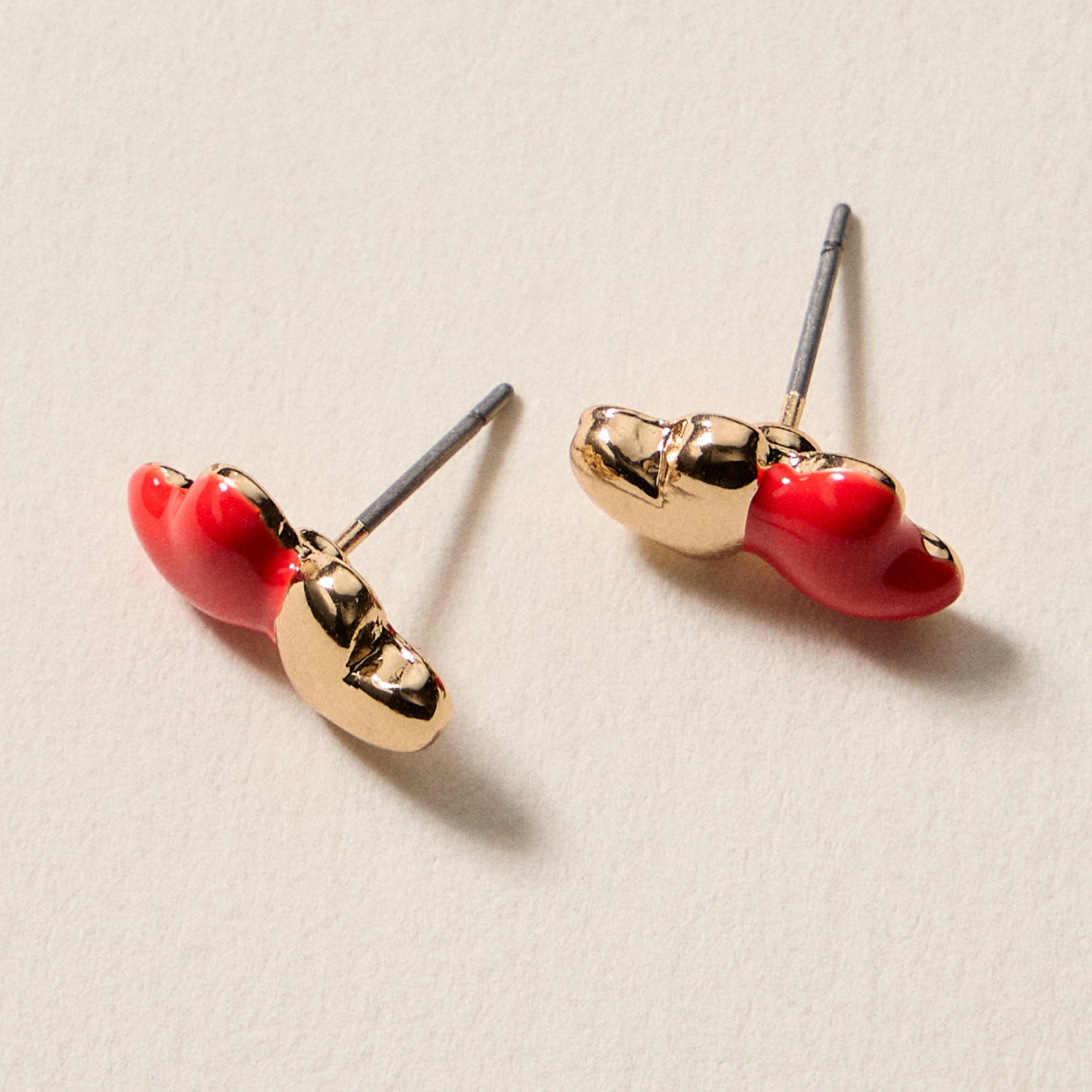 Double Heart Stud Earrings – Cute Enamel & Gold Heart Posts for Valentine’s Day