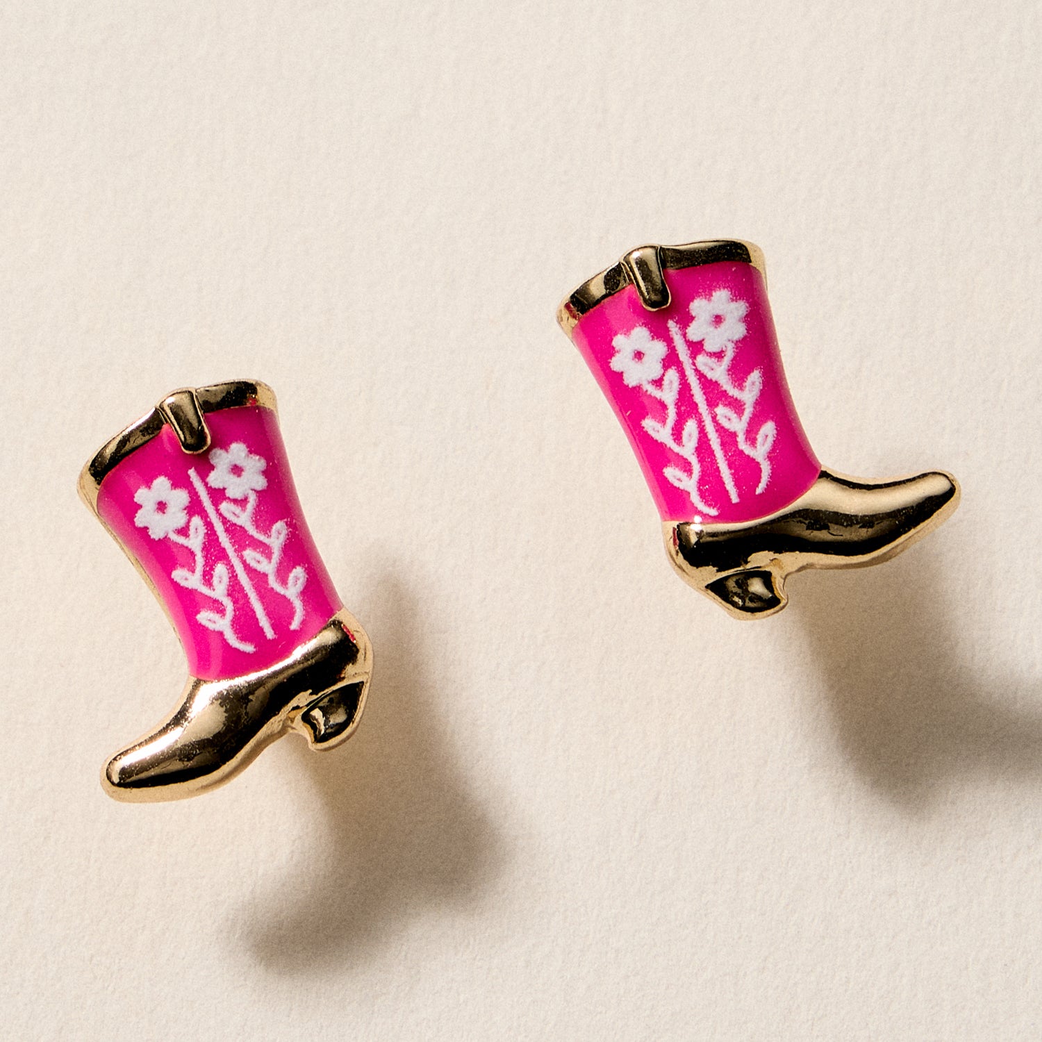 Mini Western Cowboy Boot Enamel Stud Earrings β Assorted Colors & Patterns