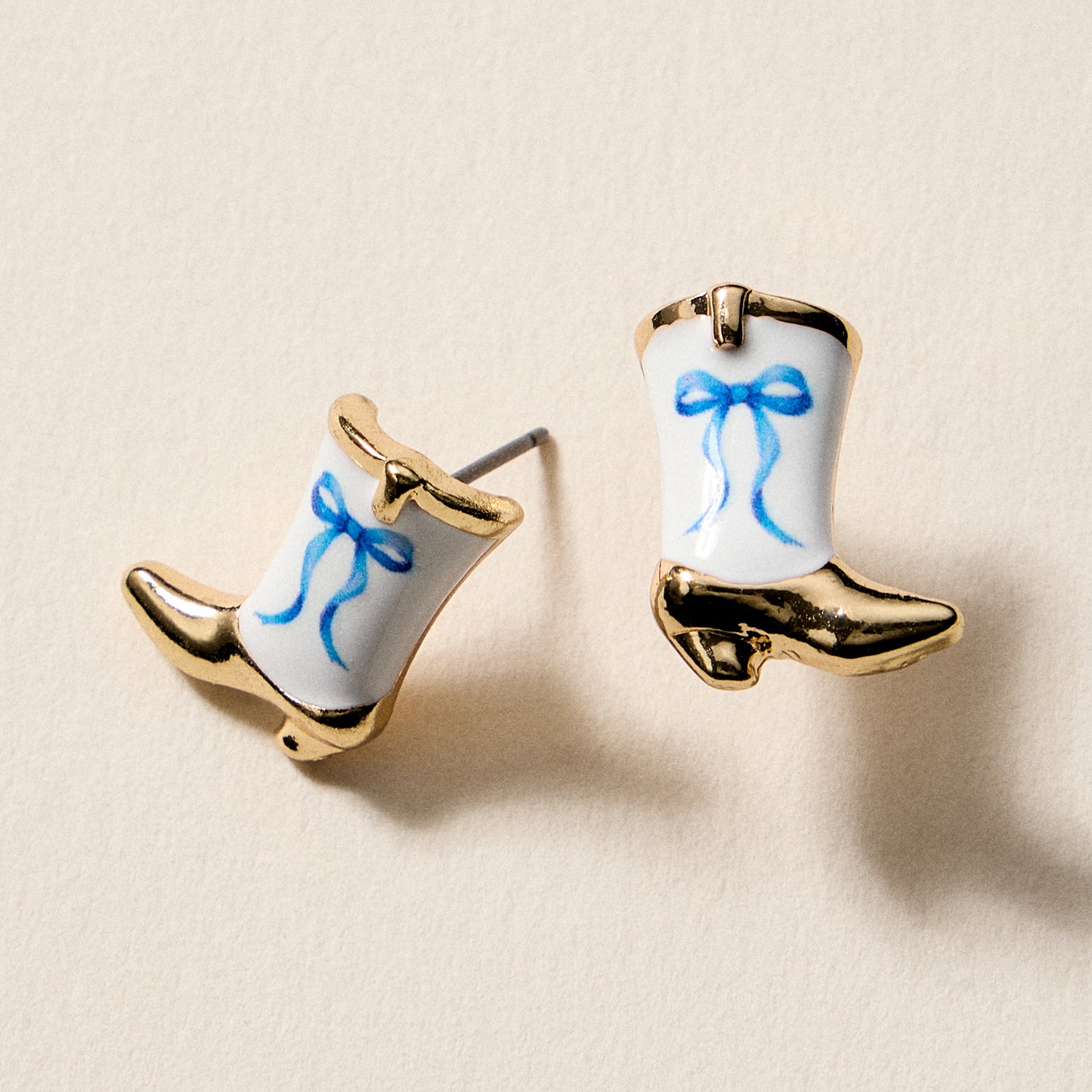 Mini Western Cowboy Boot Enamel Stud Earrings β Assorted Colors & Patterns - Frem