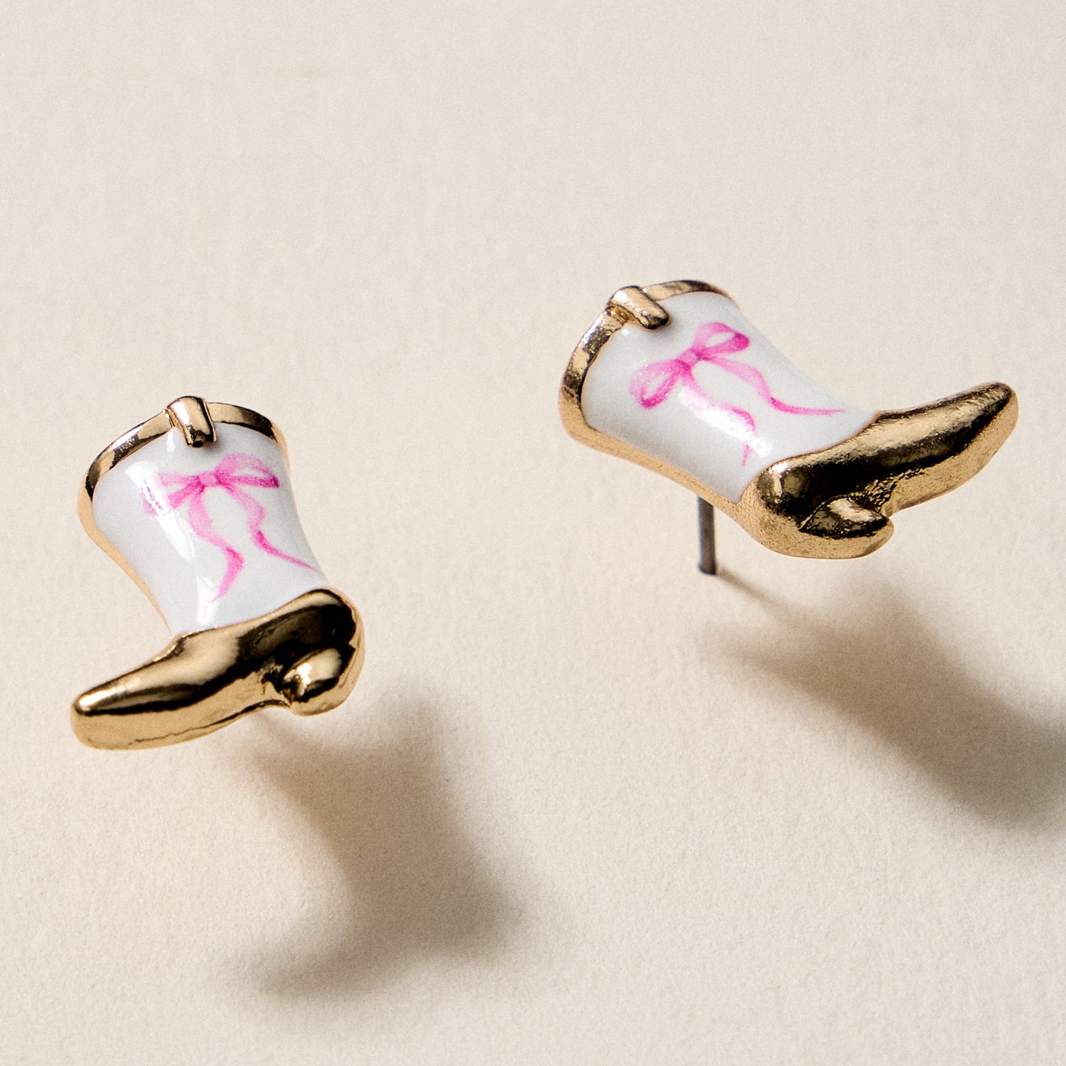 Mini Western Cowboy Boot Enamel Stud Earrings β Assorted Colors & Patterns - Frem