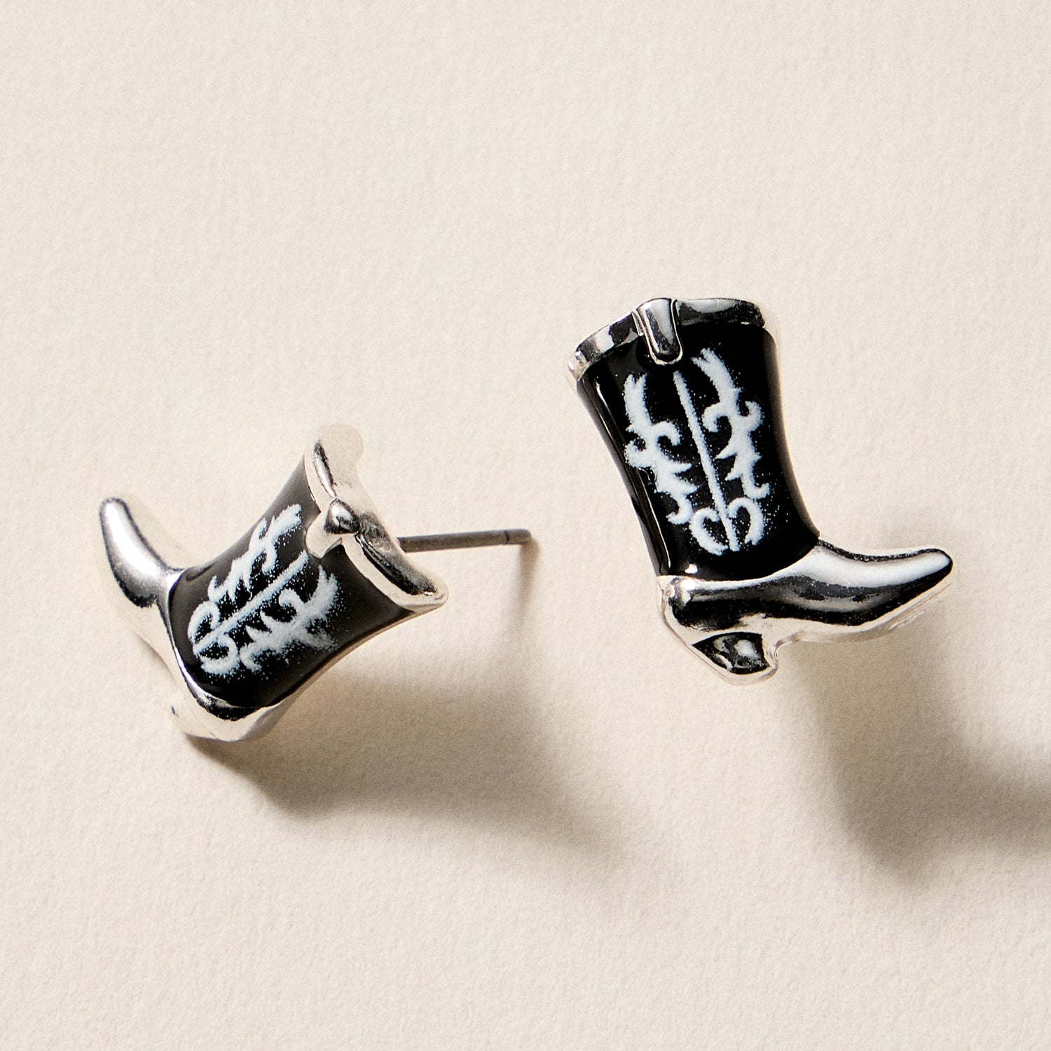 Mini Western Cowboy Boot Enamel Stud Earrings β Assorted Colors & Patterns - Frem