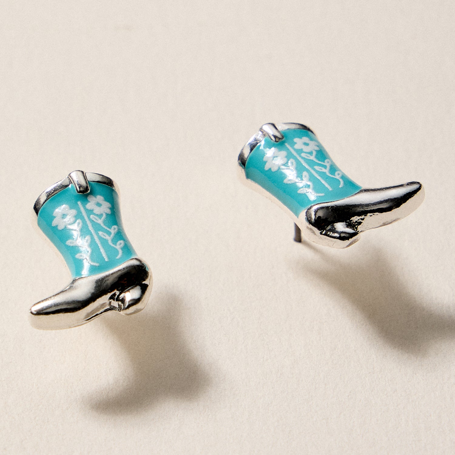 Mini Western Cowboy Boot Enamel Stud Earrings β Assorted Colors & Patterns - Frem