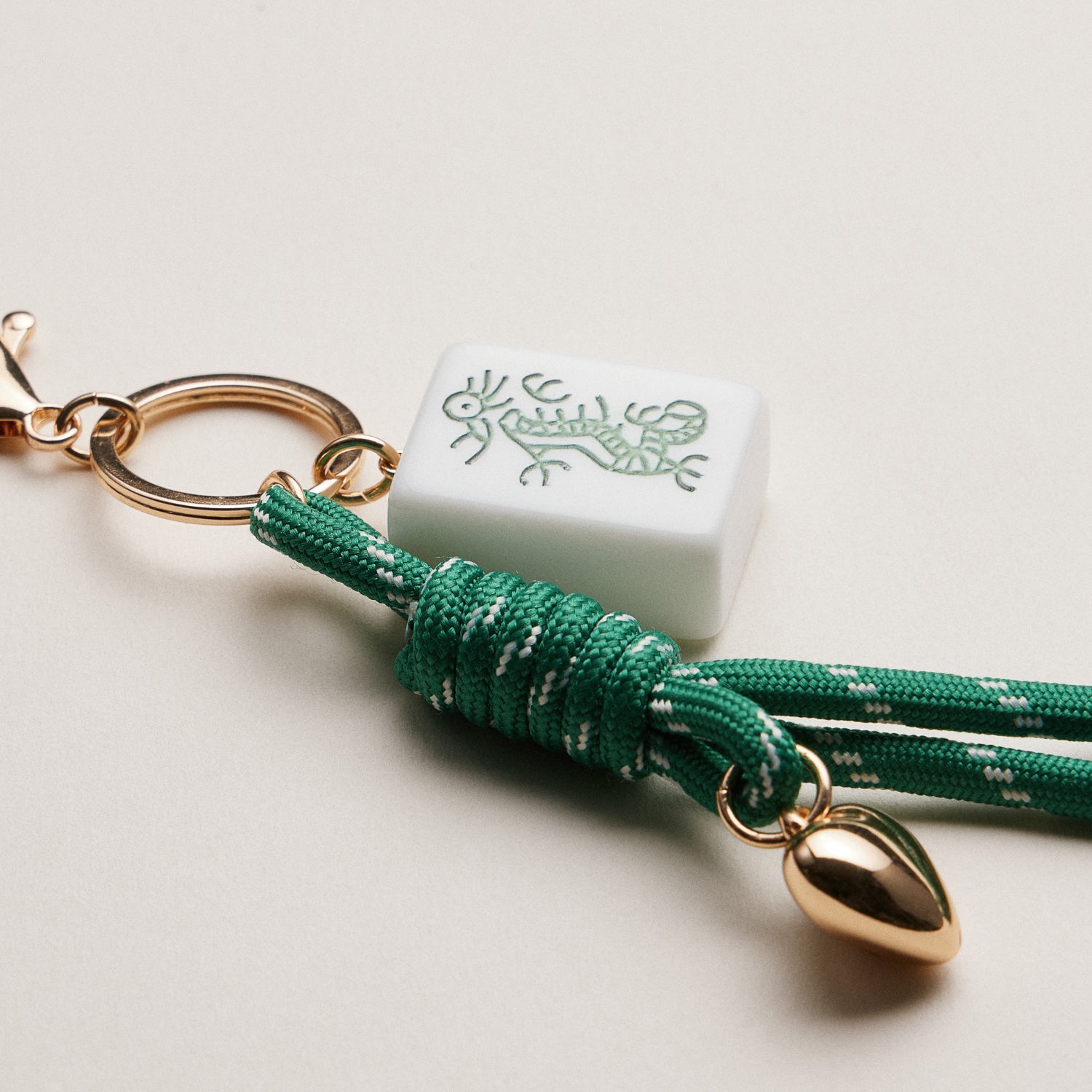Mahjong Keychain | Heart Charm & Rope