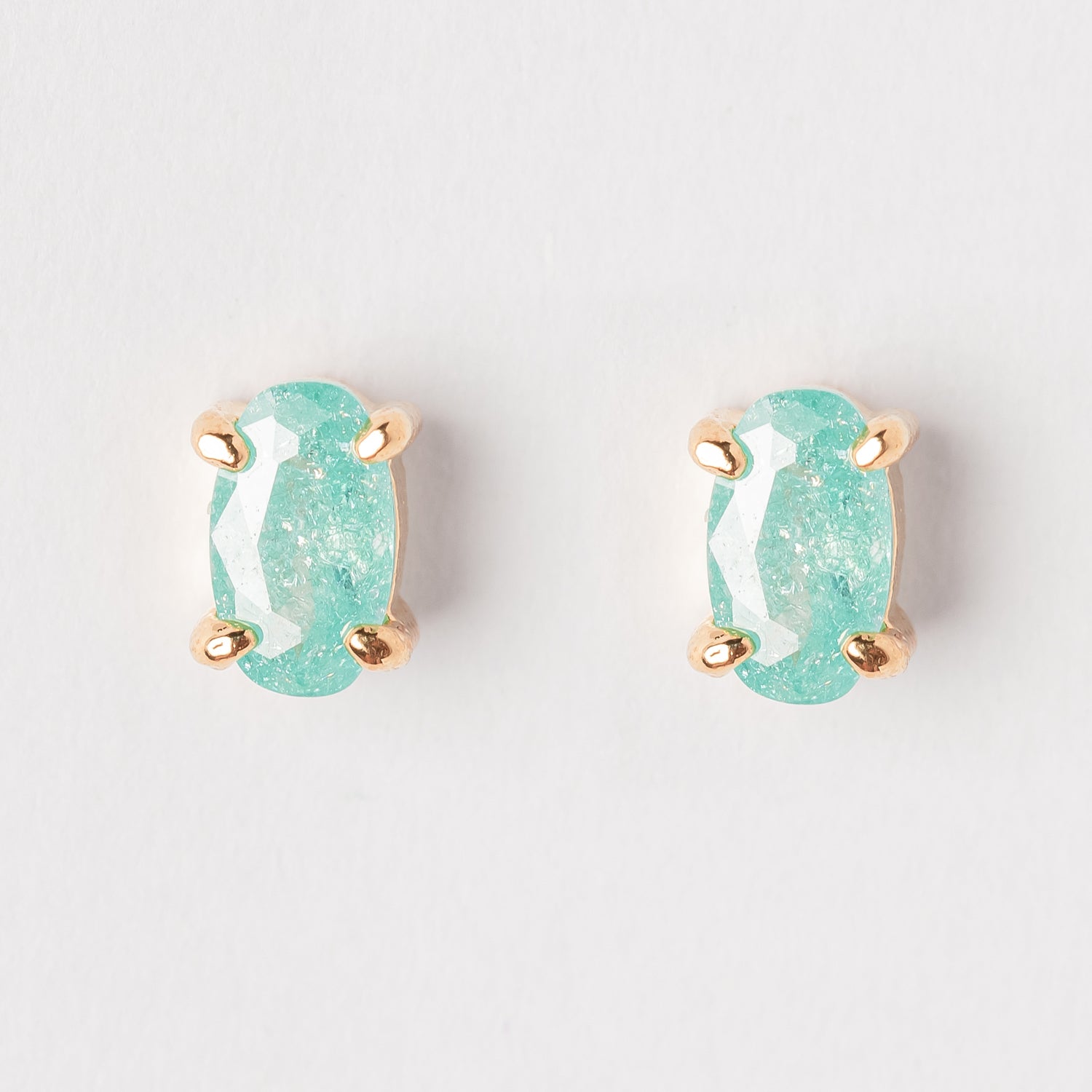 Gold Stud Earrings with Gemstone Accents
