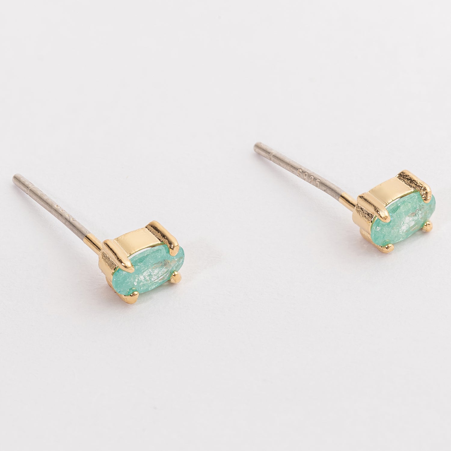 Gold Stud Earrings with Gemstone Accents